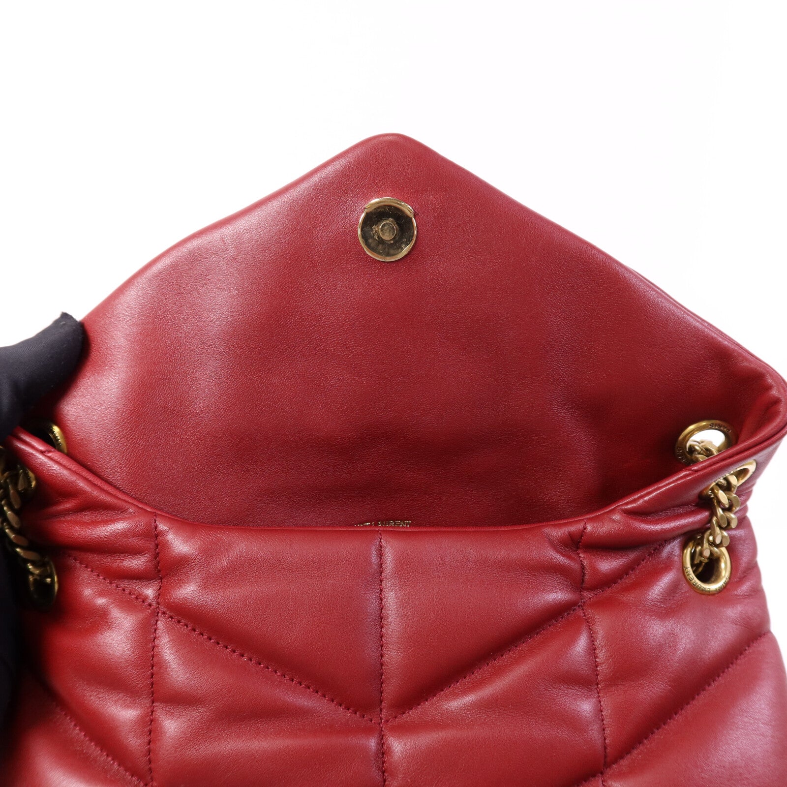 SAINT LAURENT 羊皮皮革Loulou Puffer金扣鏈帶肩背袋