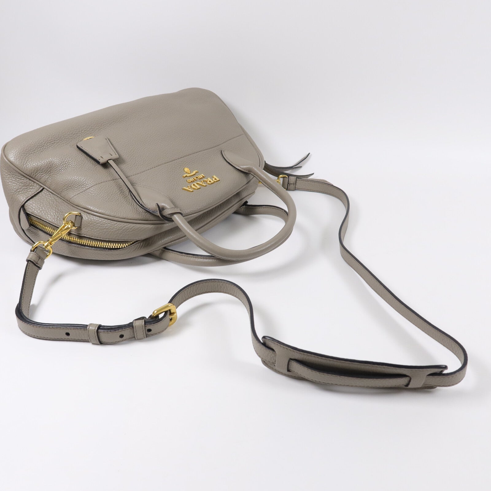 PRADA 牛皮皮革Nero Vitello Daino Bag手挽肩背兩用袋