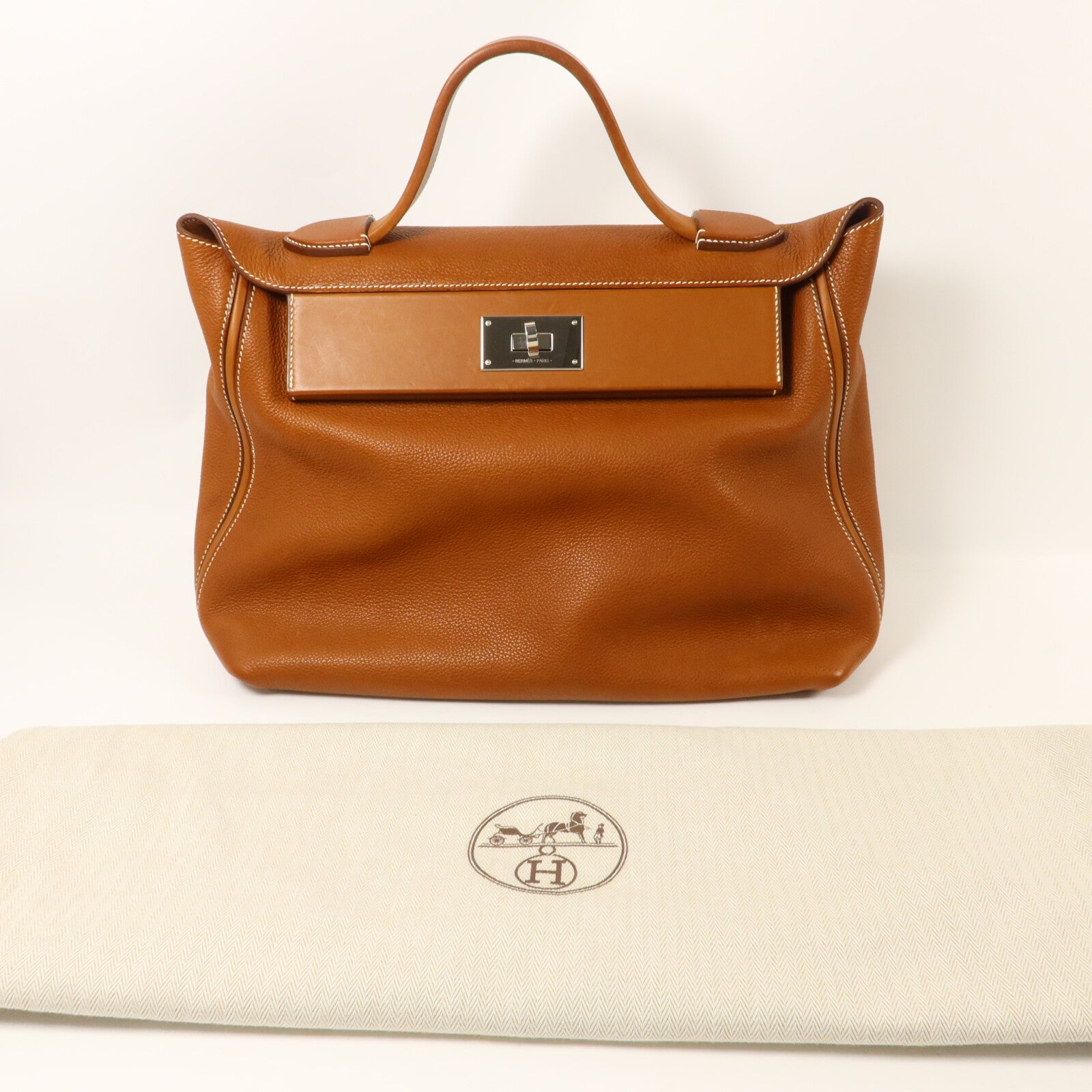 HERMES Barenia皮革24/24 35CM手挽袋Gold
