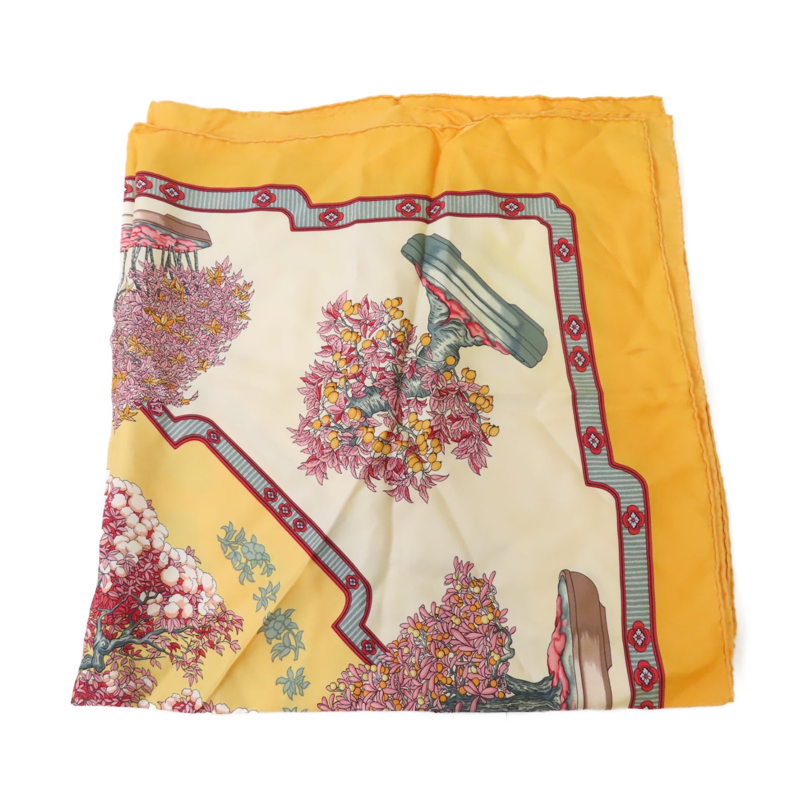 HERMES 絲質Scarf絲巾黃色