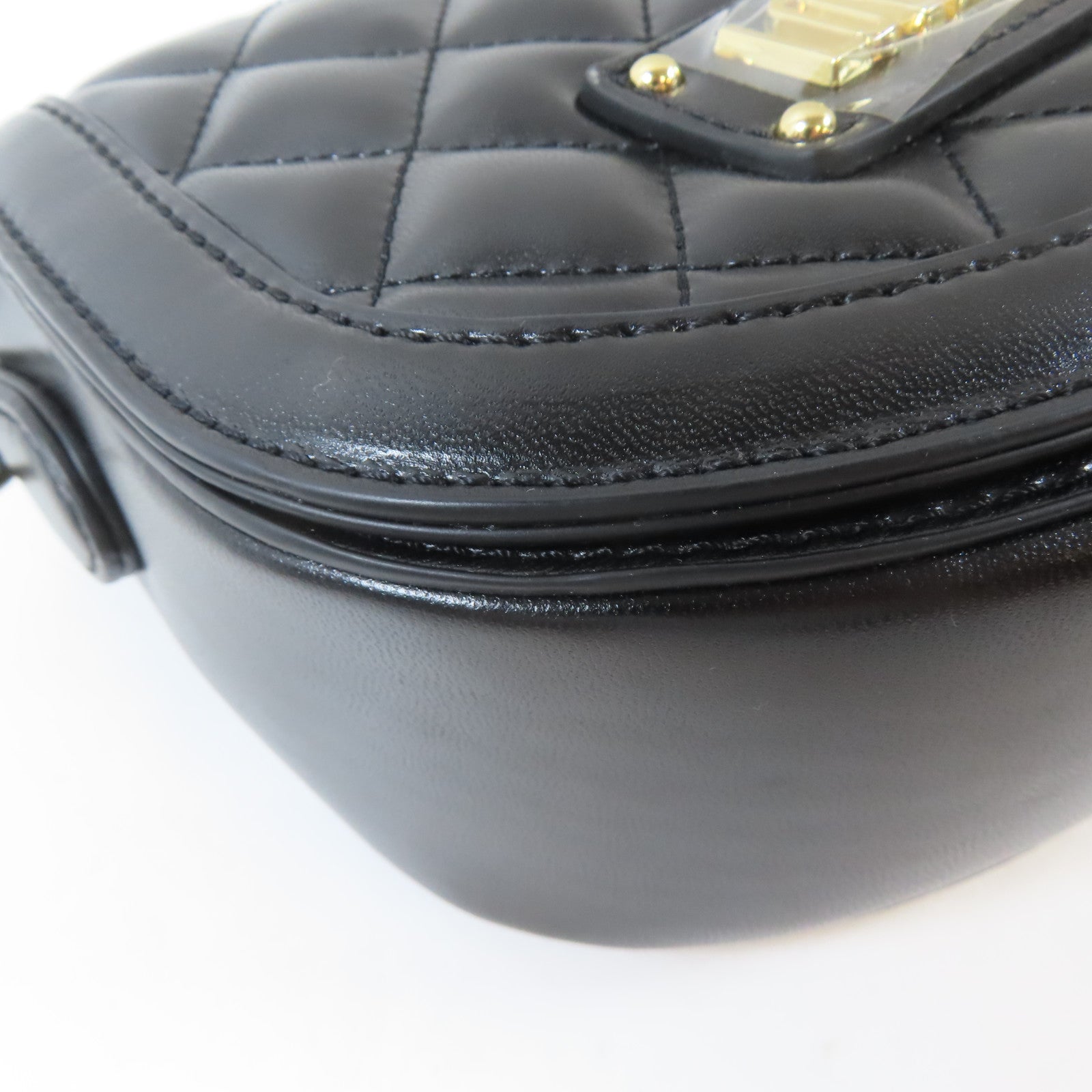 MOSCHINO 菱格塗層帆布2 Way Shoulder金扣手挽肩背兩用袋黑色