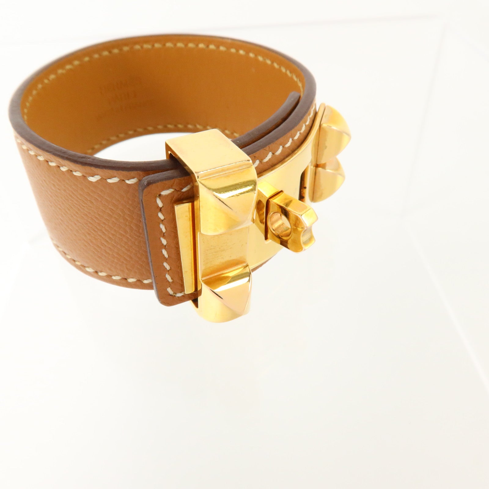 HERMES Epsom皮革Collier De Chien 24 Bracelet金扣手鏈Gold