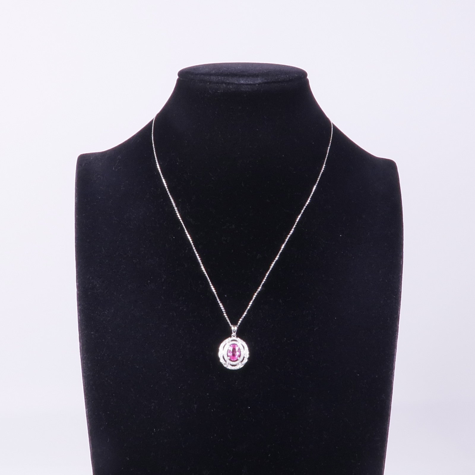 JEWELRY 18K白金Pink Sapphire Diamond Necklace粉紅藍寶石/鑽石項鍊