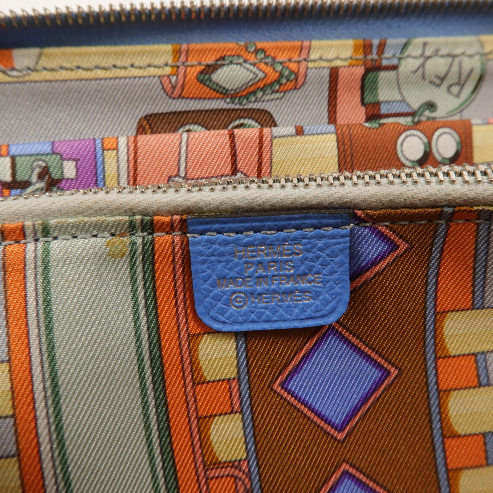 HERMES Epsom皮革Silk In Long Wallet長錢包Bleu Paradis