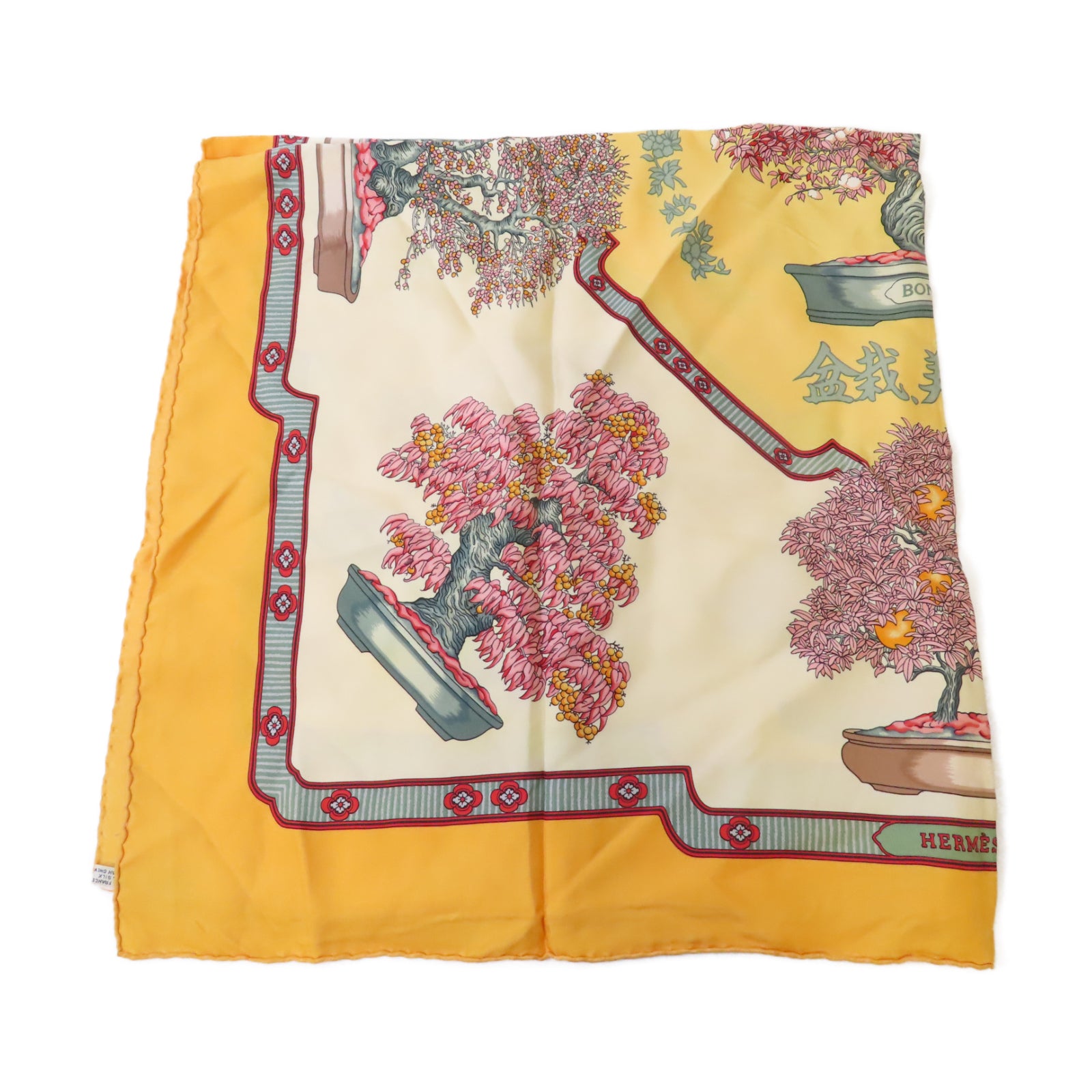 HERMES 絲質Scarf絲巾黃色