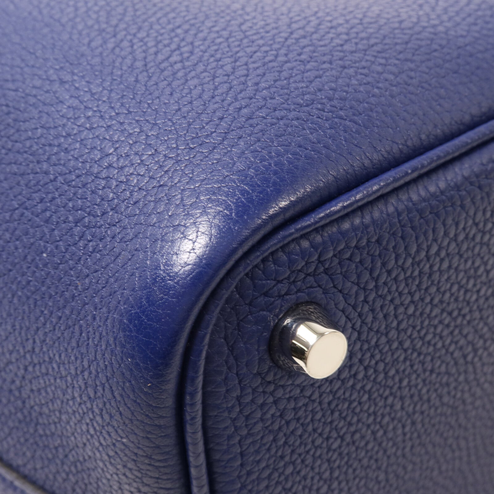 HERMES Clemence皮革Picotin PM手挽袋Bleu Saphir