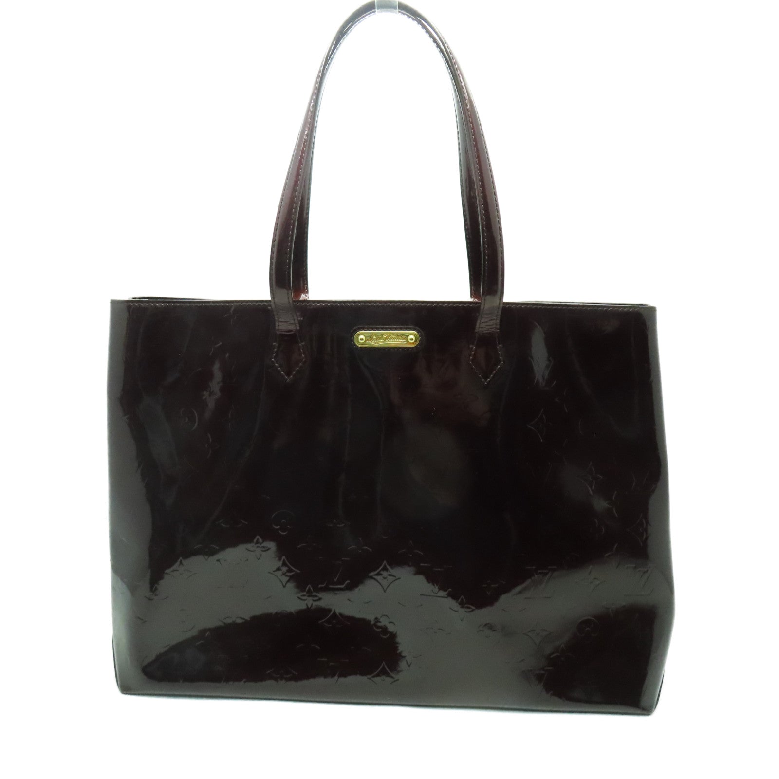 LOUIS VUITTON 【激減優惠】Monogram Vernis Wilshire GM金扣手挽袋紅色