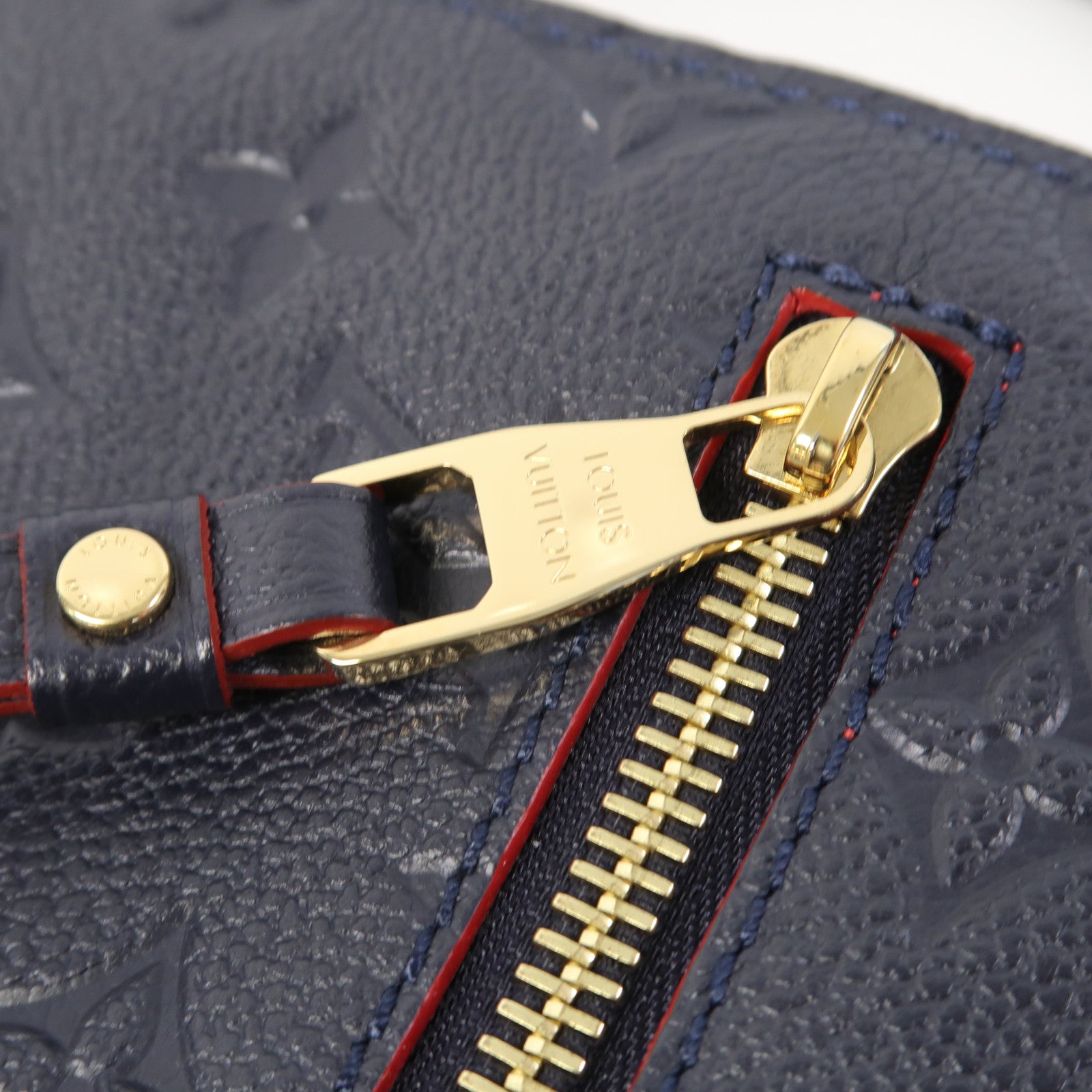 LOUIS VUITTON Monogram Empreinte Pochette Metis金扣手挽肩背兩用袋深藍色