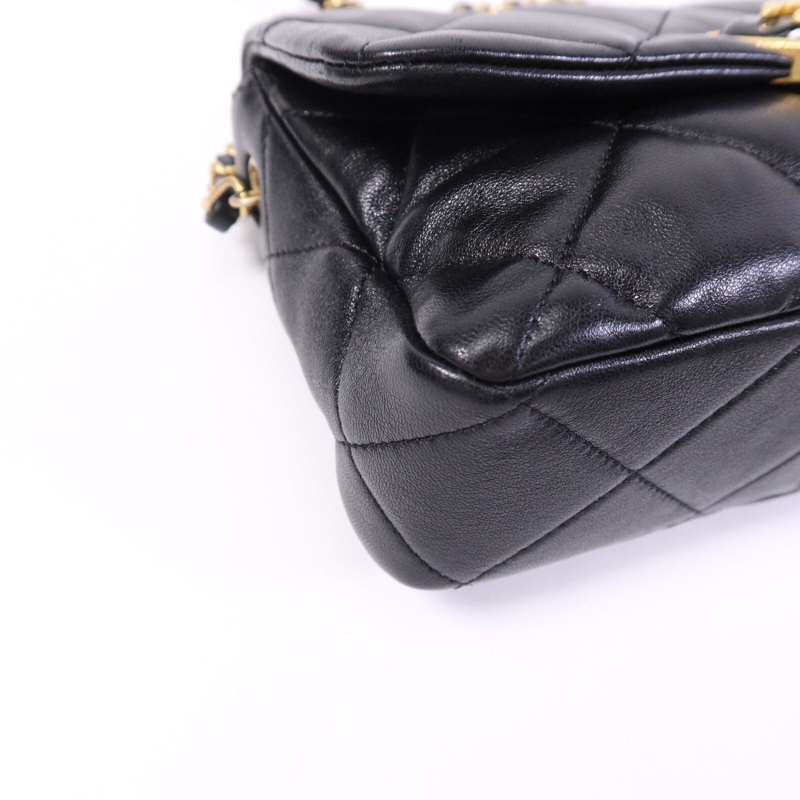 CHANEL 羊皮皮革Chain Shoulder金扣鏈帶肩背袋