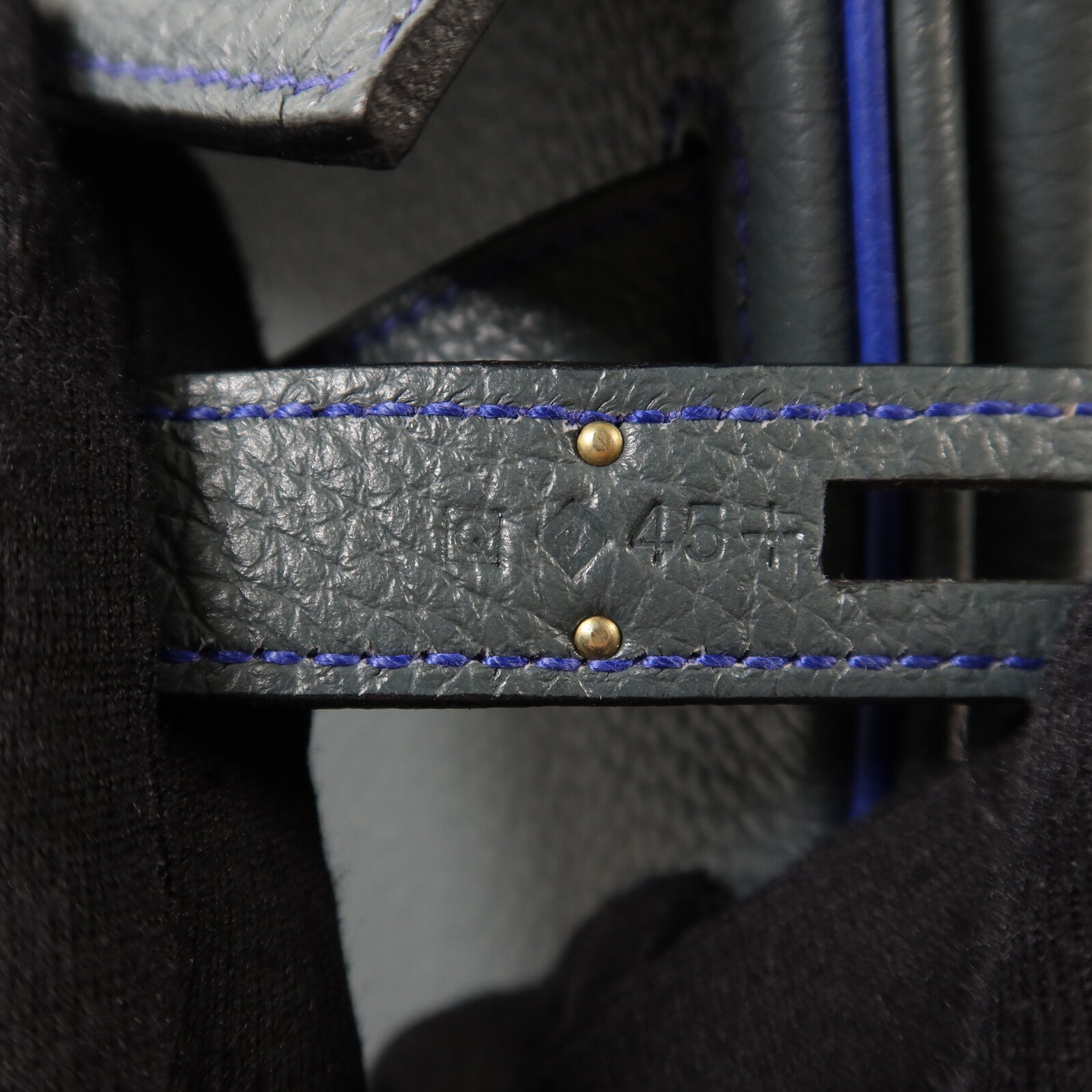 HERMES Clemence皮革Kelly 32銀扣手挽袋Bleu Orage/Bleu Electrique