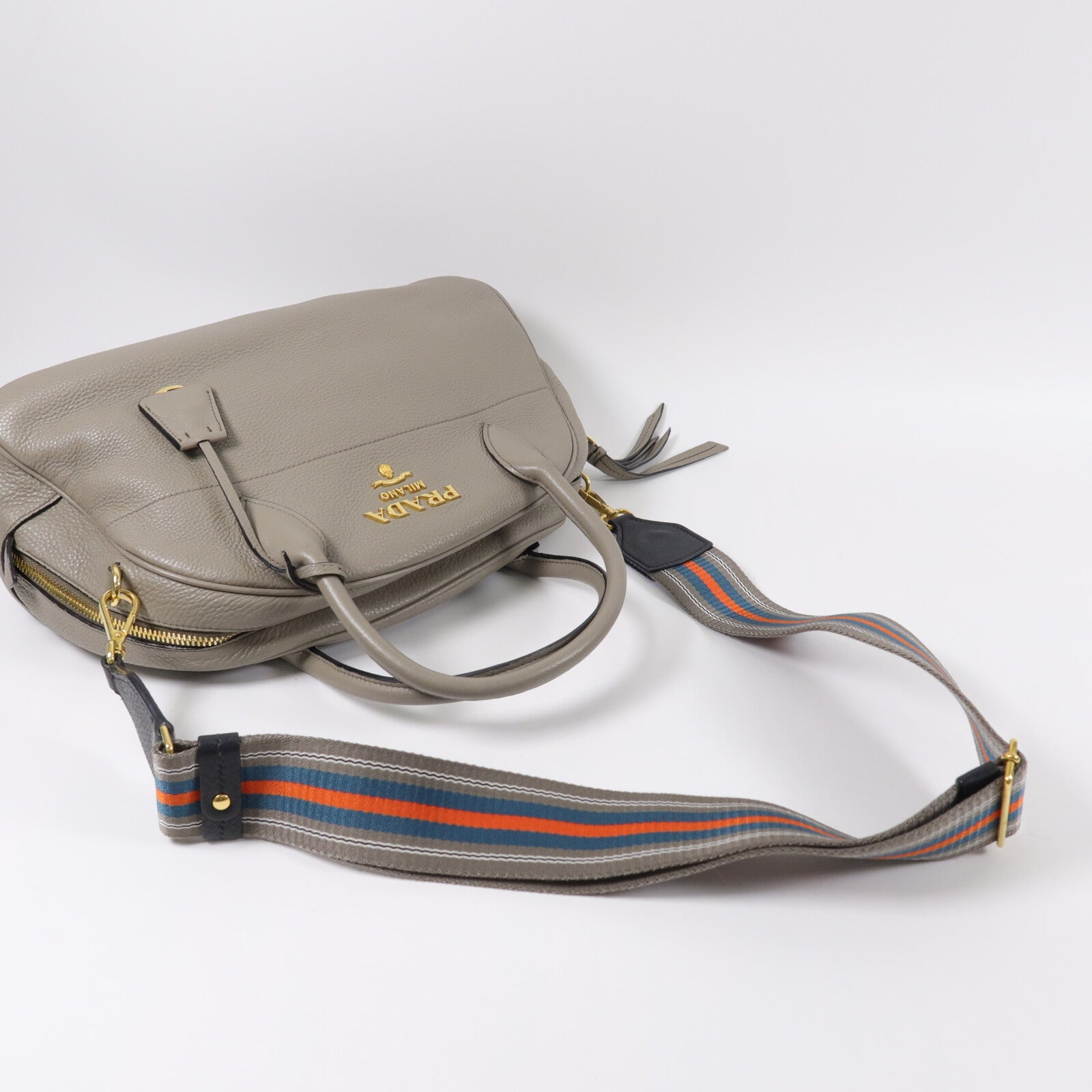 PRADA 牛皮皮革Nero Vitello Daino Bag手挽肩背兩用袋
