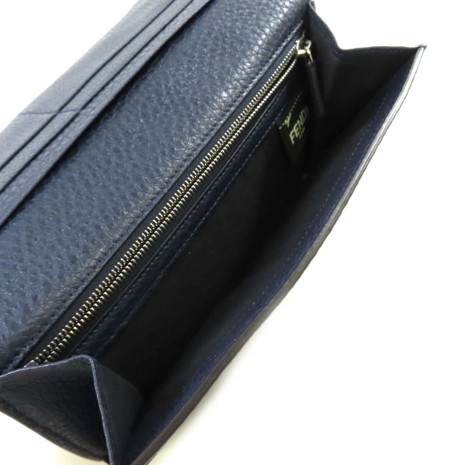 FENDI 牛皮皮革/金屬Bugs Eyes Long Wallet銀扣長錢包黑色