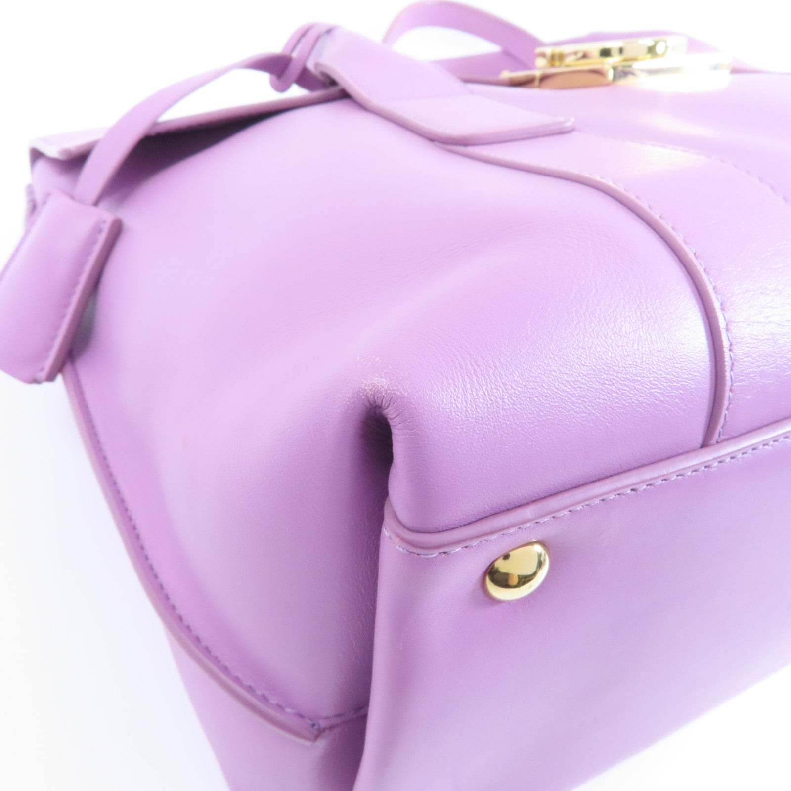 Salvatore Ferragamo 牛皮皮革2 Way Shoulder金扣手挽肩背兩用袋紫色