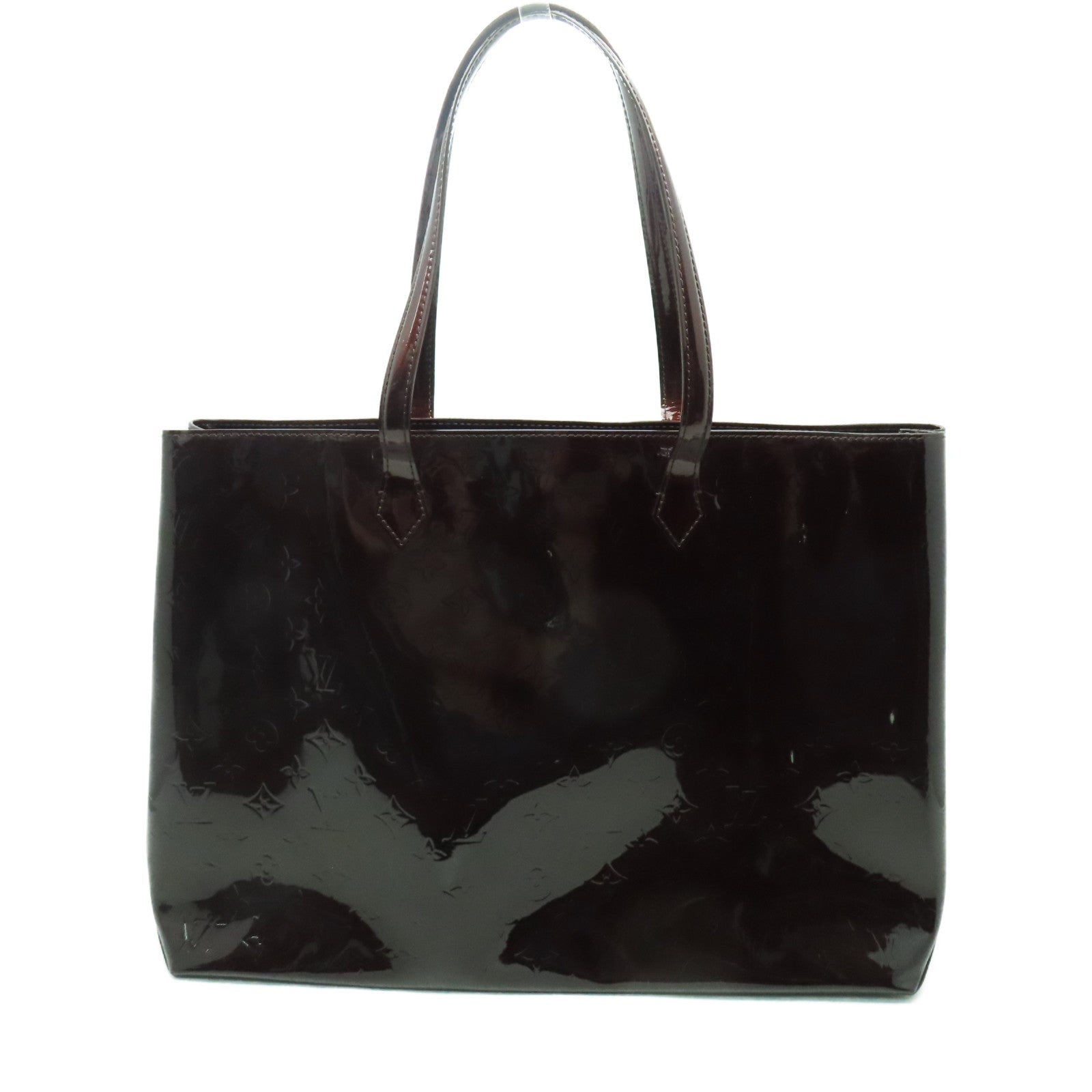 LOUIS VUITTON 【激減優惠】Monogram Vernis Wilshire GM金扣手挽袋紅色