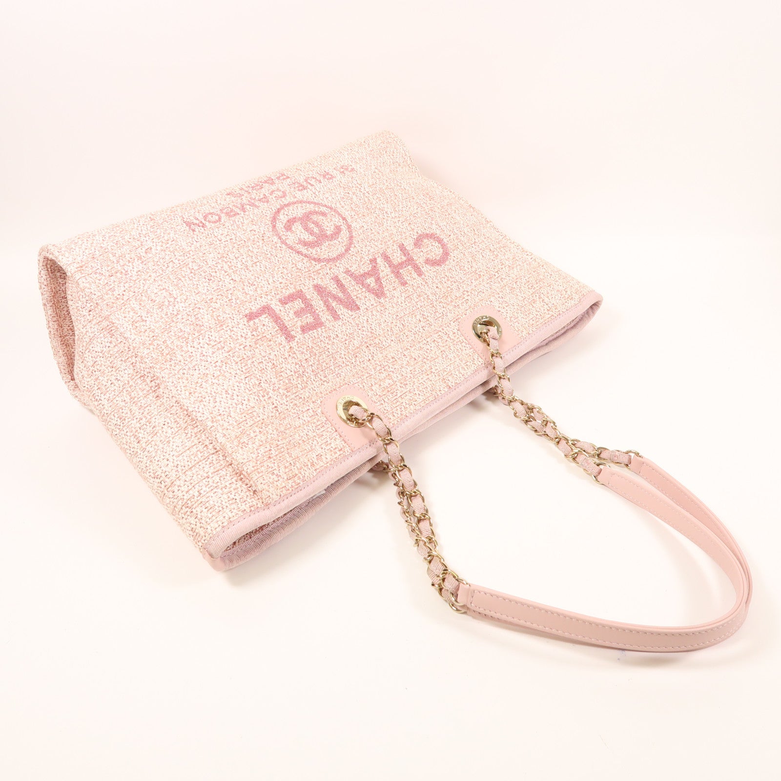 CHANEL Straw Deauville Tote金扣肩背袋/手挽袋