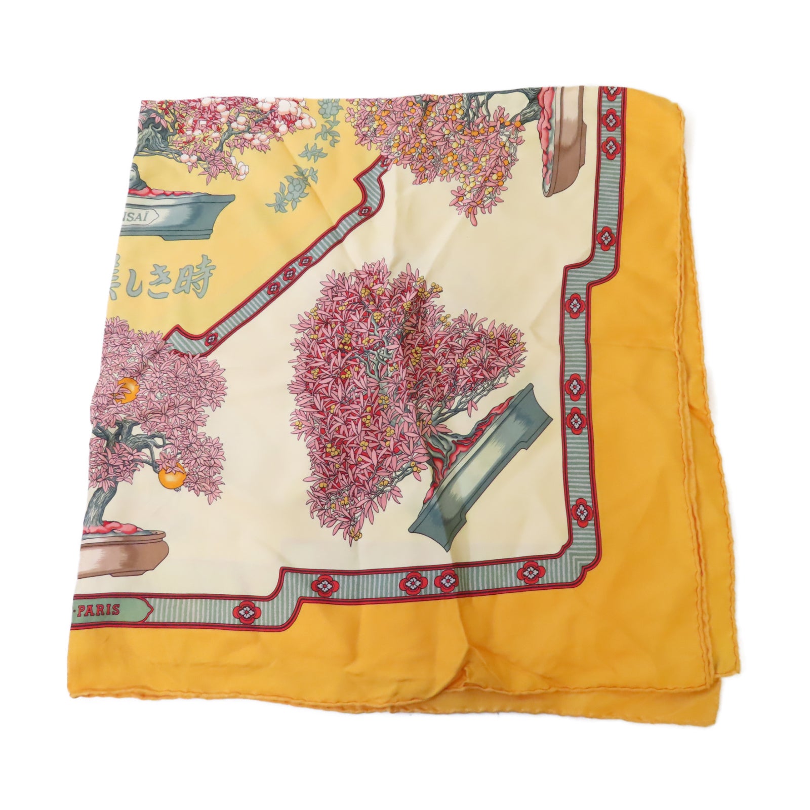 HERMES 絲質Scarf絲巾黃色