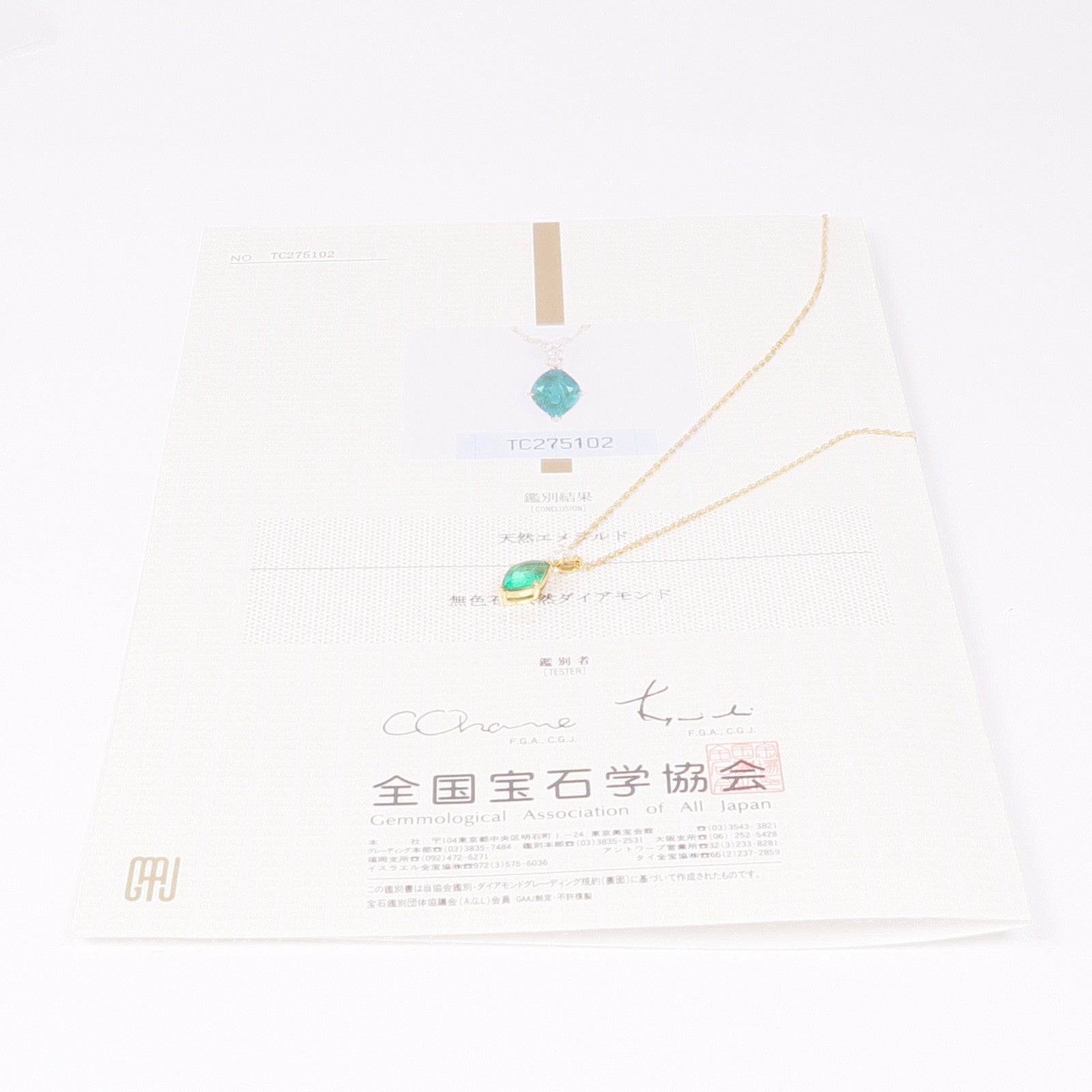 JEWELRY 綠寶石/18K黃金Diamond Necklace鑽石項鍊