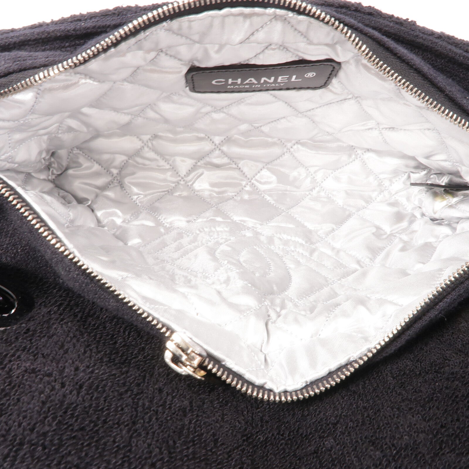 CHANEL 毛巾布Shoulder Bag鏈帶肩背袋