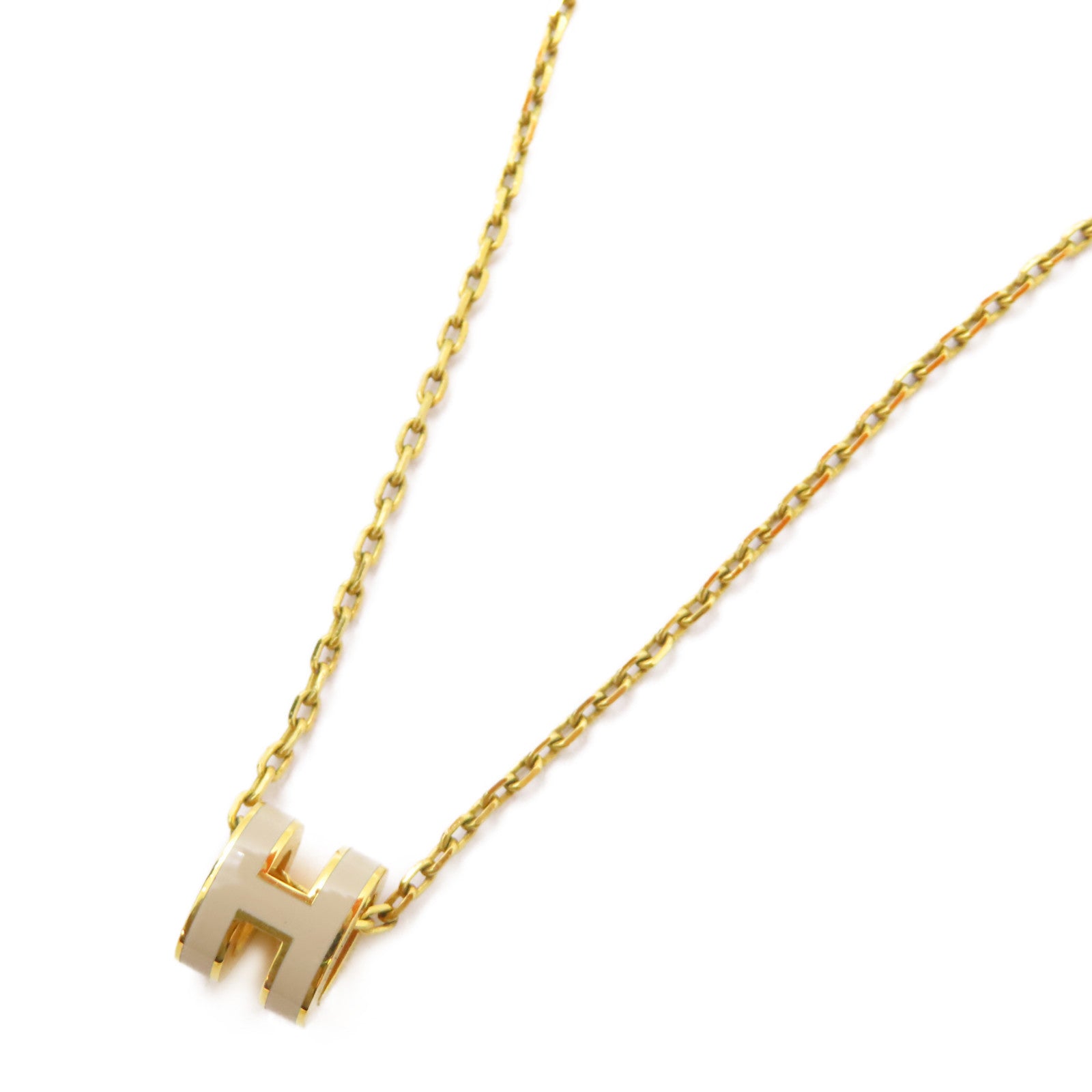HERMES 金屬Pop H Necklace項鍊米色/金色