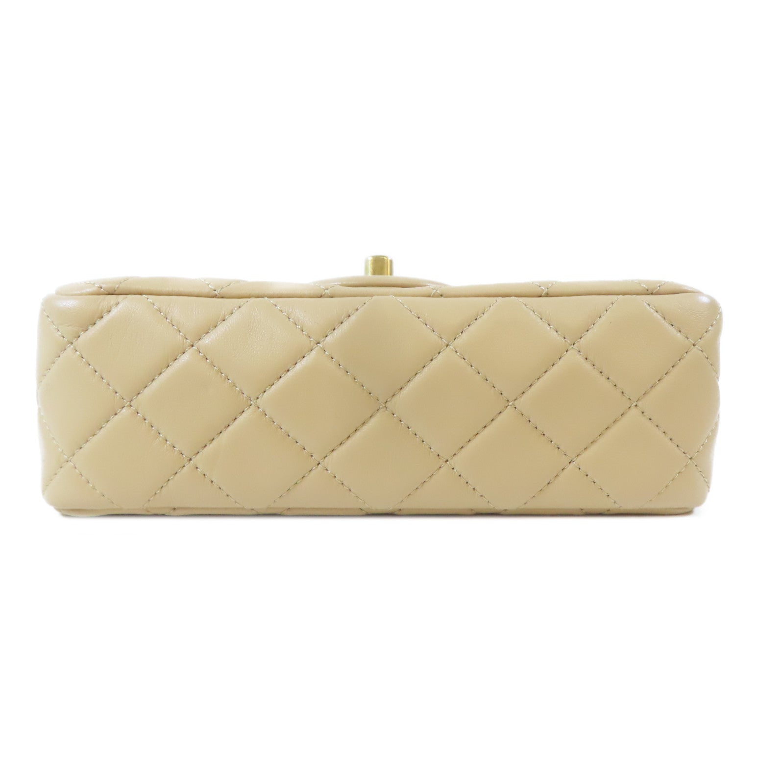 CHANEL 【激減優惠】菱格羊皮皮革Flap Bag金扣鏈帶肩背袋米色