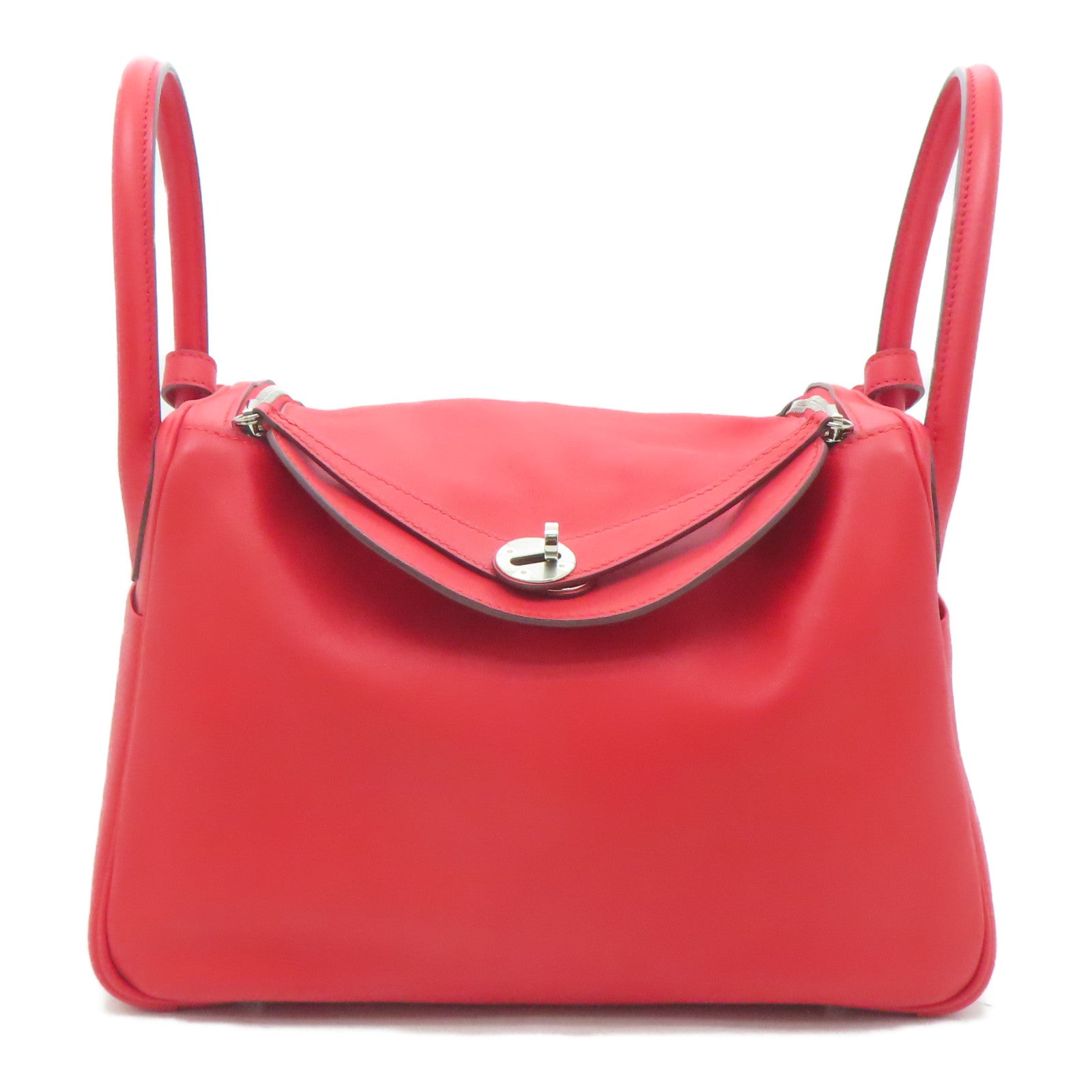 HERMES **【清倉大減價】Swift皮革Lindy 30銀扣手挽肩背兩用袋Rouge de Coeur心紅色