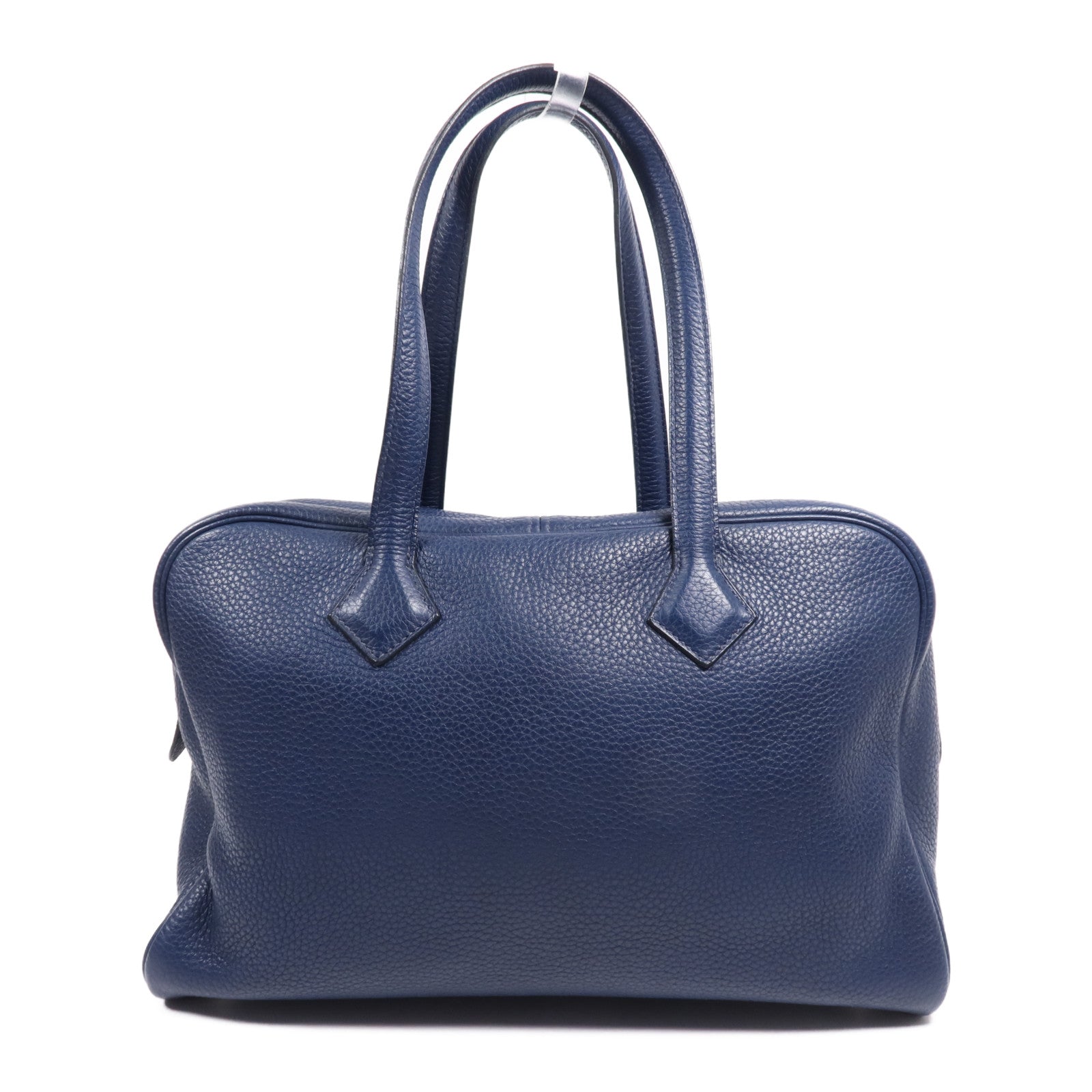 HERMES Clemence皮革Victolia 35銀扣手挽袋Bleu Saphir