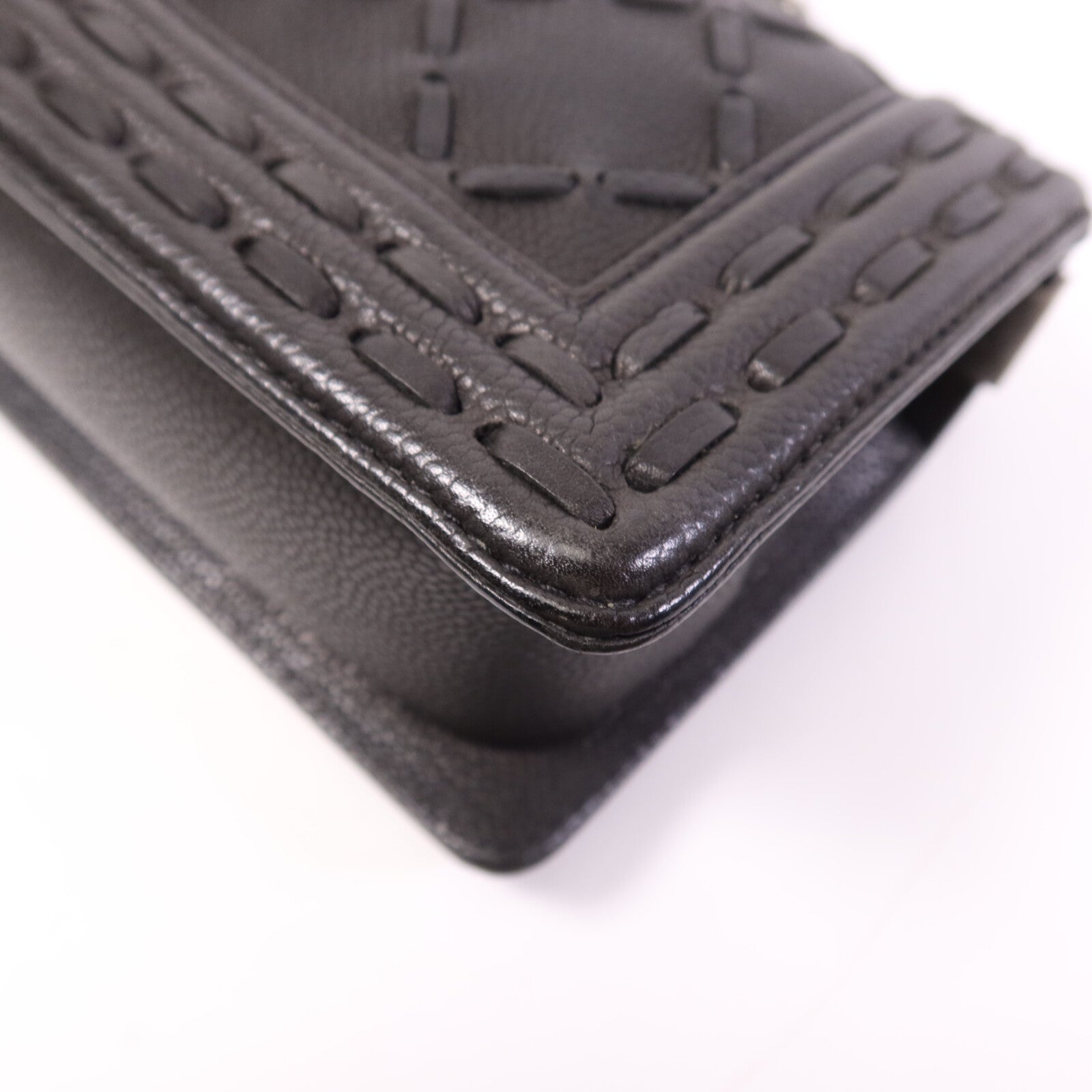 CHANEL 牛皮皮革Le Boy 20銀扣鏈帶肩背袋
