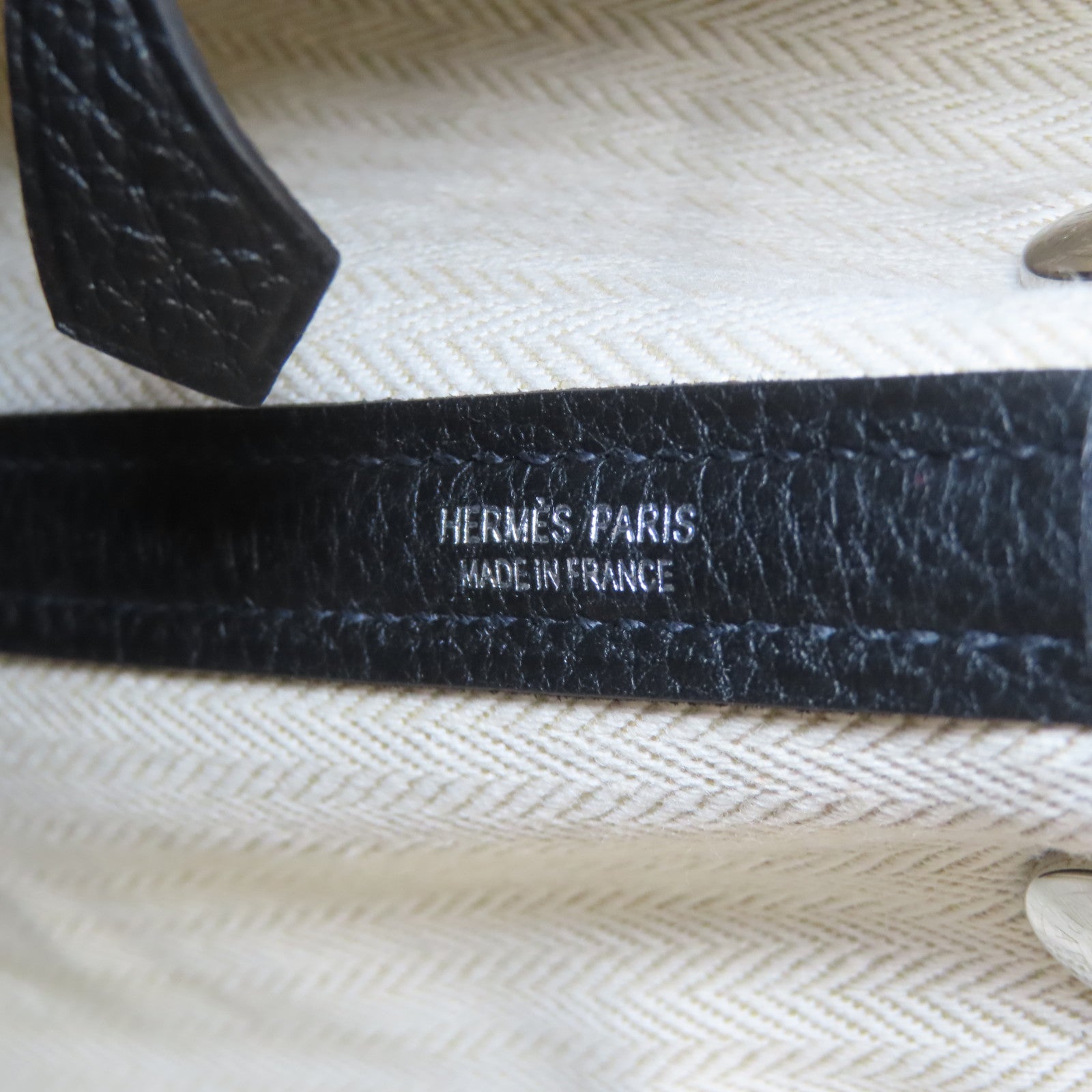 HERMES Negonda皮革Garden Party TPM銀扣手挽袋Noir黑色