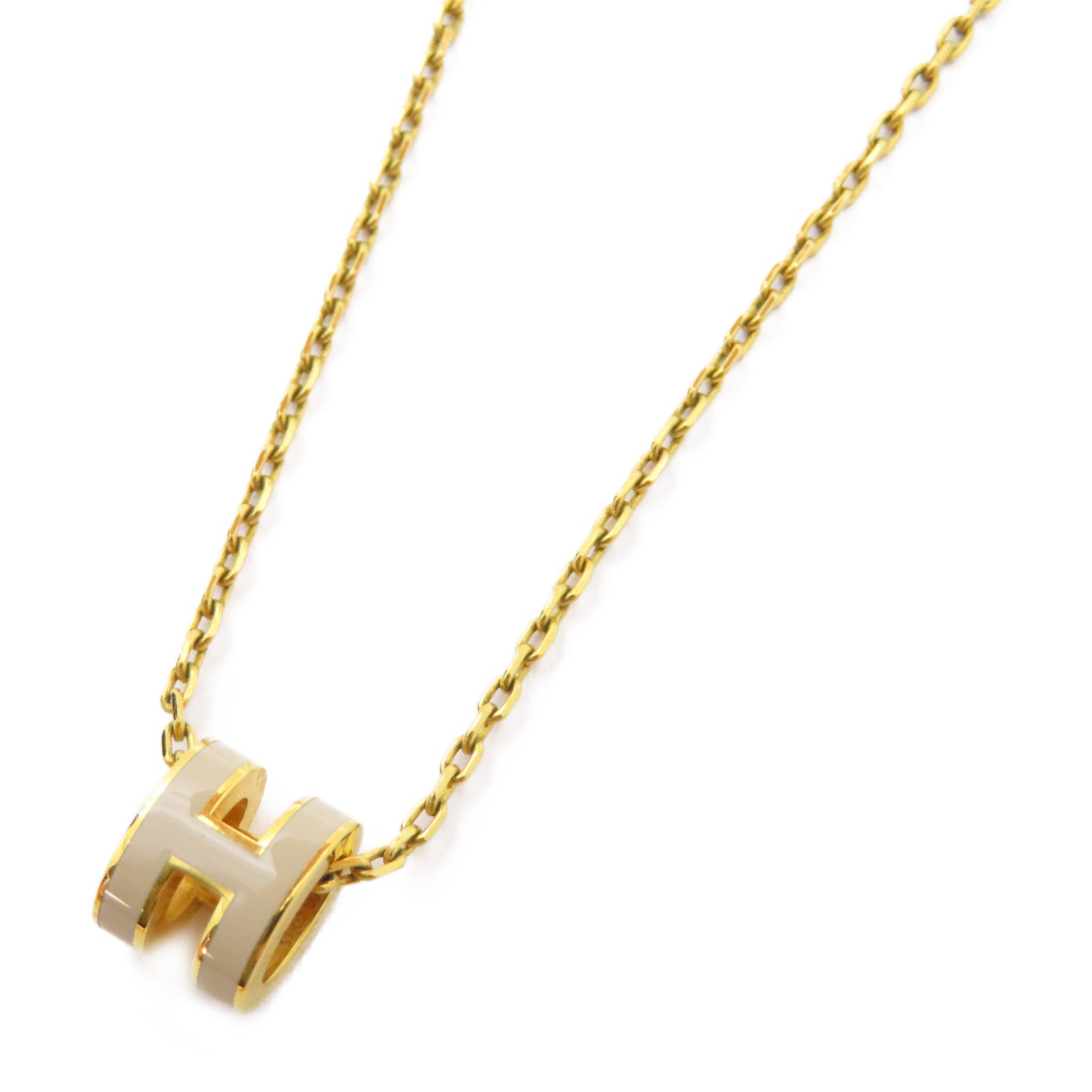 HERMES 金屬Pop H Necklace項鍊米色/金色