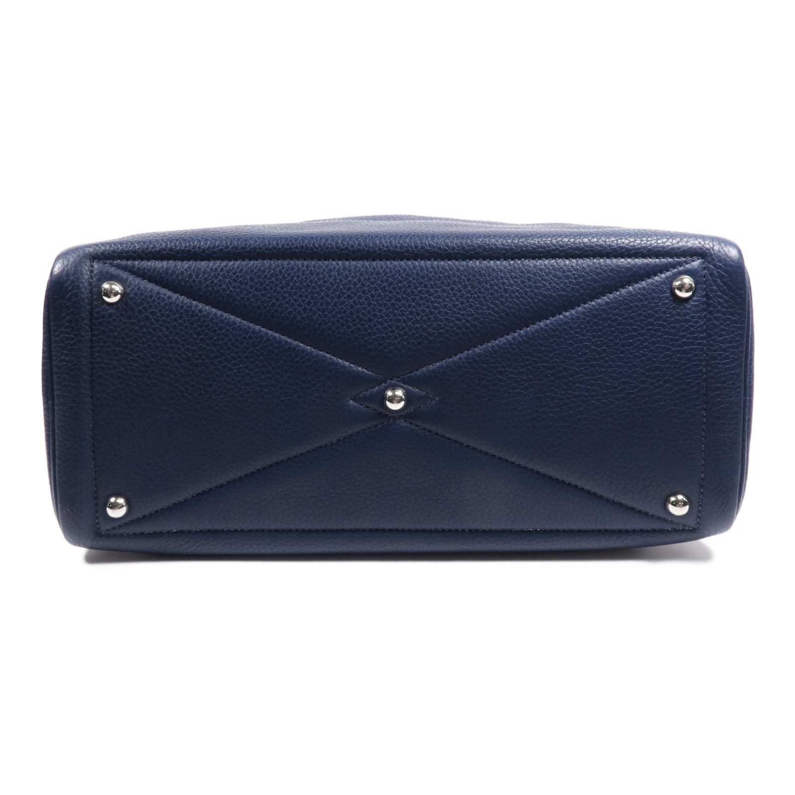 HERMES Clemence皮革Victolia 35銀扣手挽袋Bleu Saphir