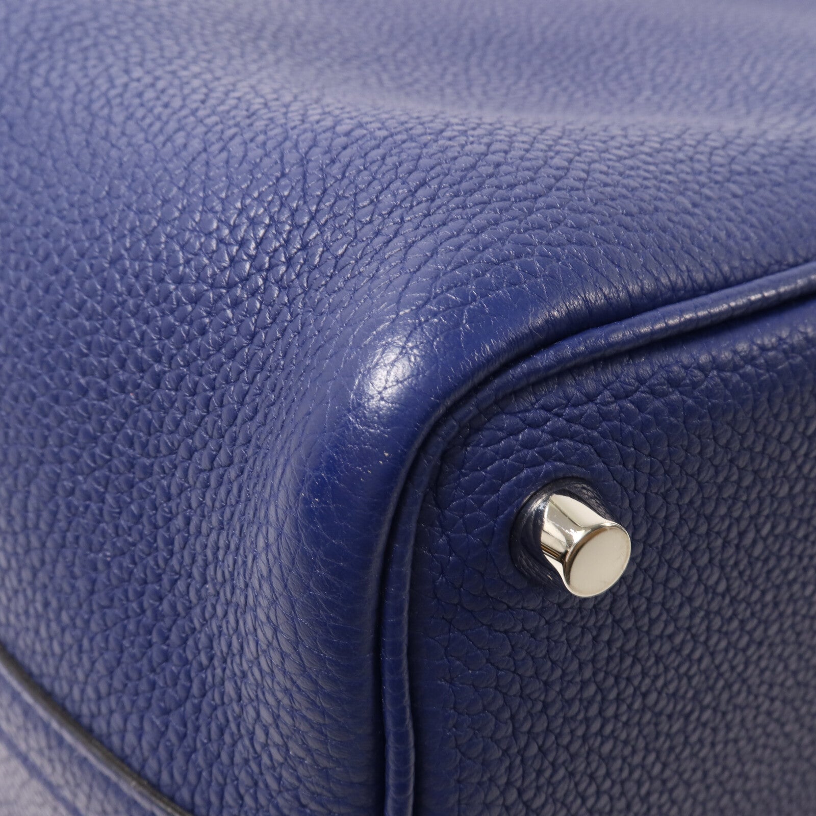 HERMES Clemence皮革Picotin PM手挽袋Bleu Saphir