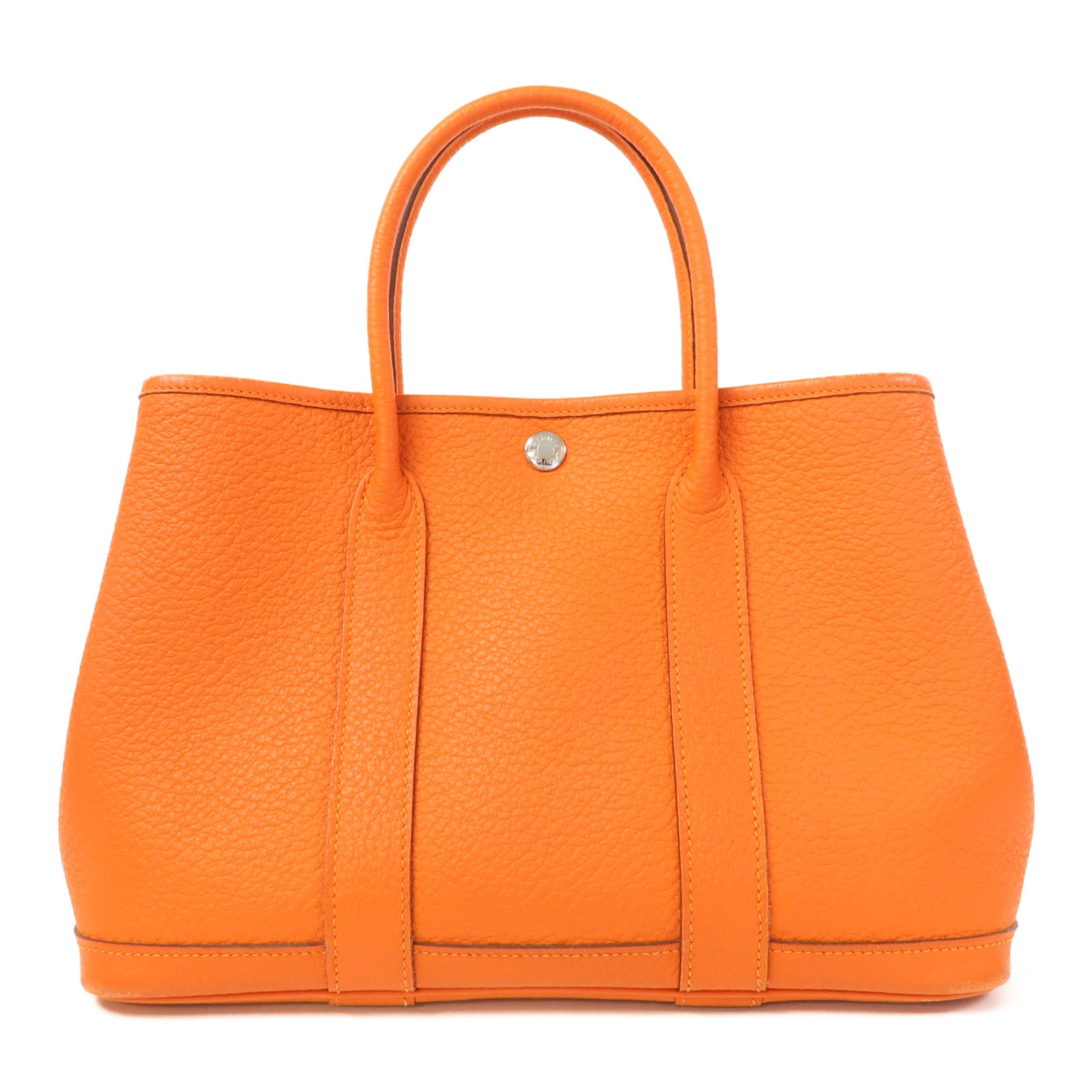 HERMES 【激減優惠】Negonda皮革Garden Party TPM銀扣手挽袋橙色