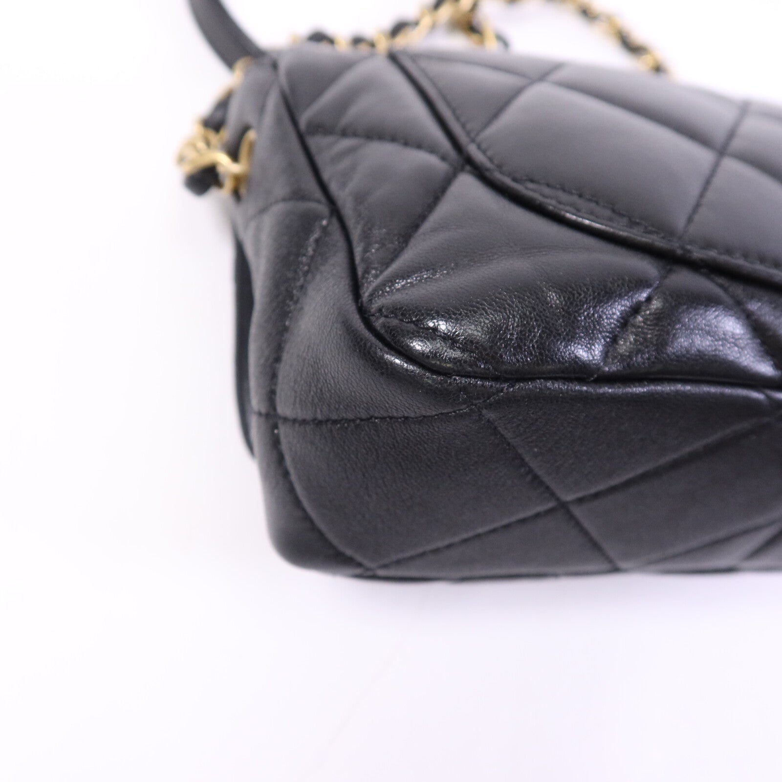 CHANEL 羊皮皮革Chain Shoulder金扣鏈帶肩背袋