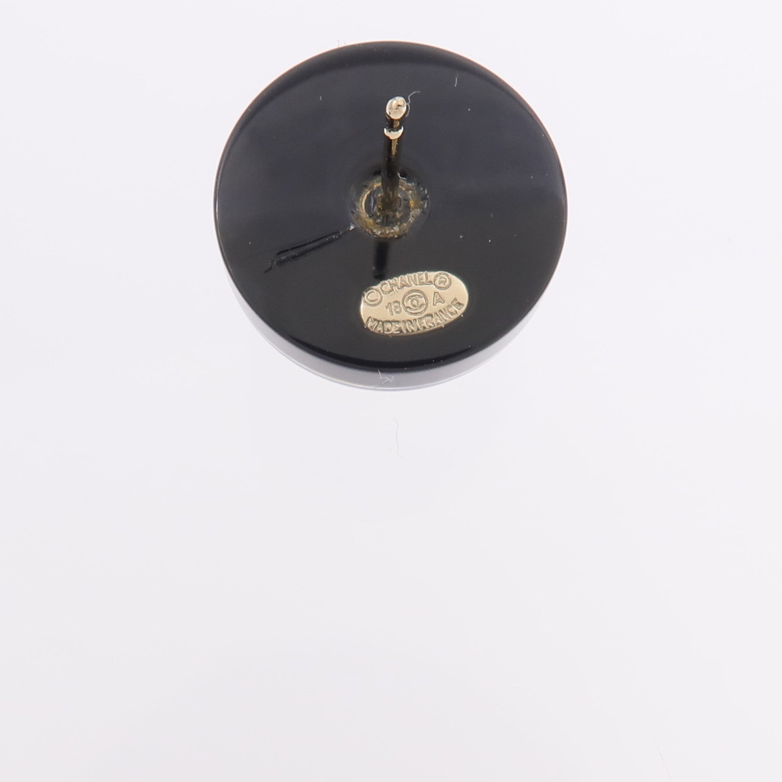CHANEL 【激減優惠】金屬/樹脂CC Blue Round Button Stud Earrings耳環