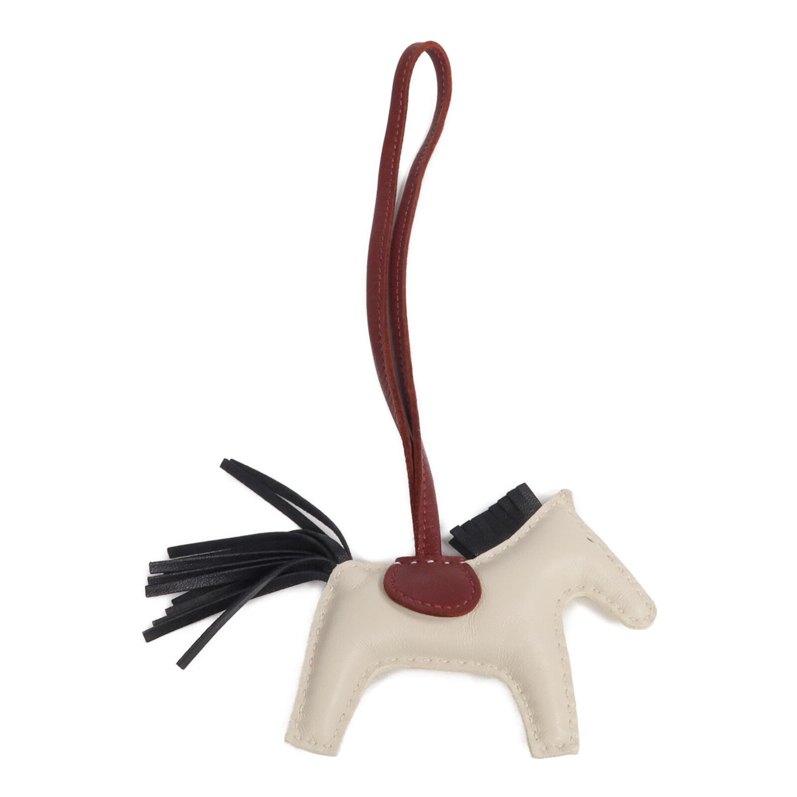 HERMES Milo皮革Rodeo PM掛飾Craie/Noir/Rouge H