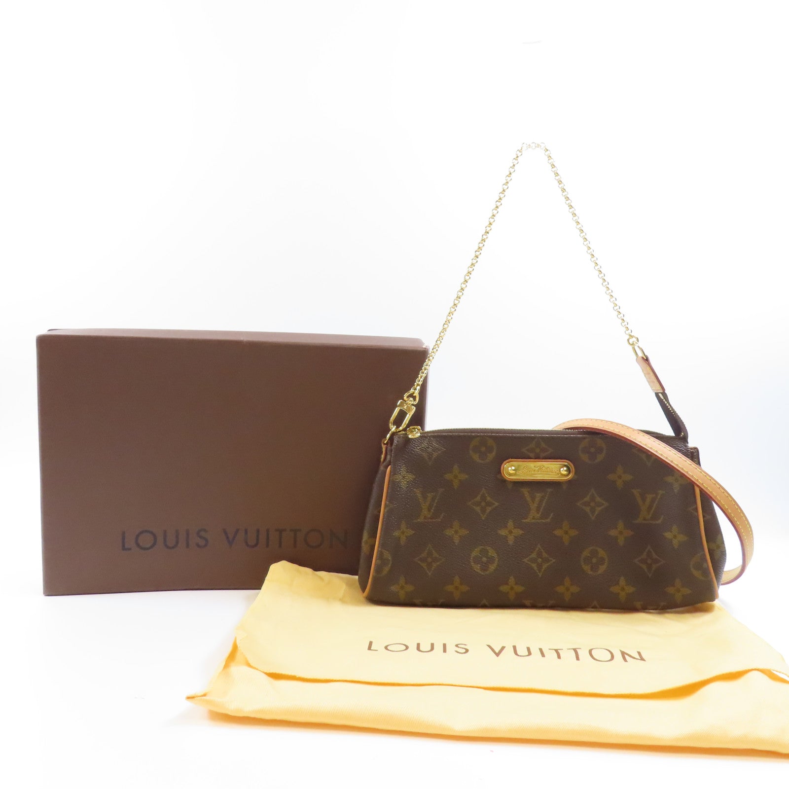 LOUIS VUITTON Monogram Eva金扣手挽肩背兩用袋棕色