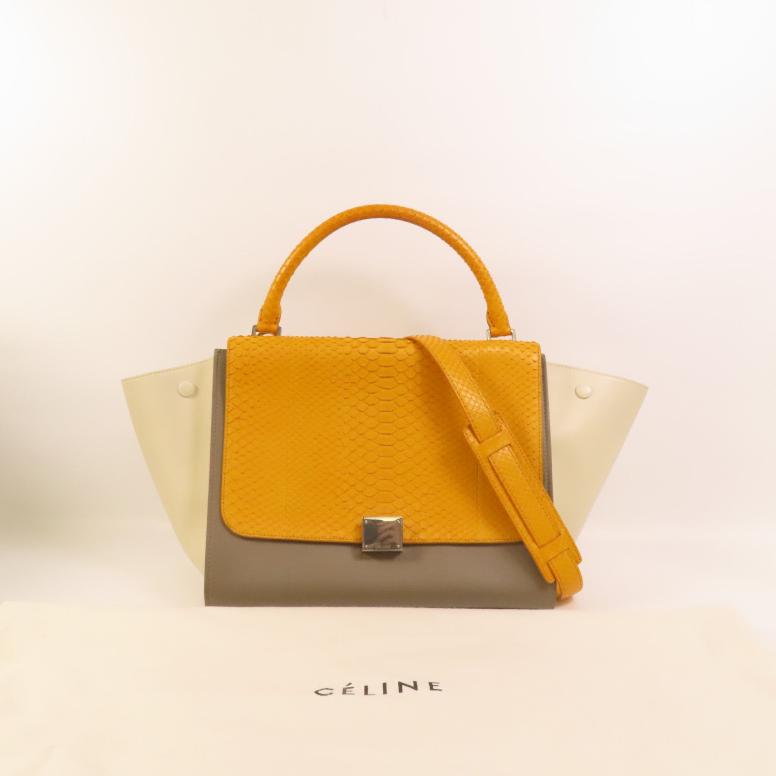CELINE 牛皮皮革/蛇皮皮革Trapeze手挽肩背兩用袋