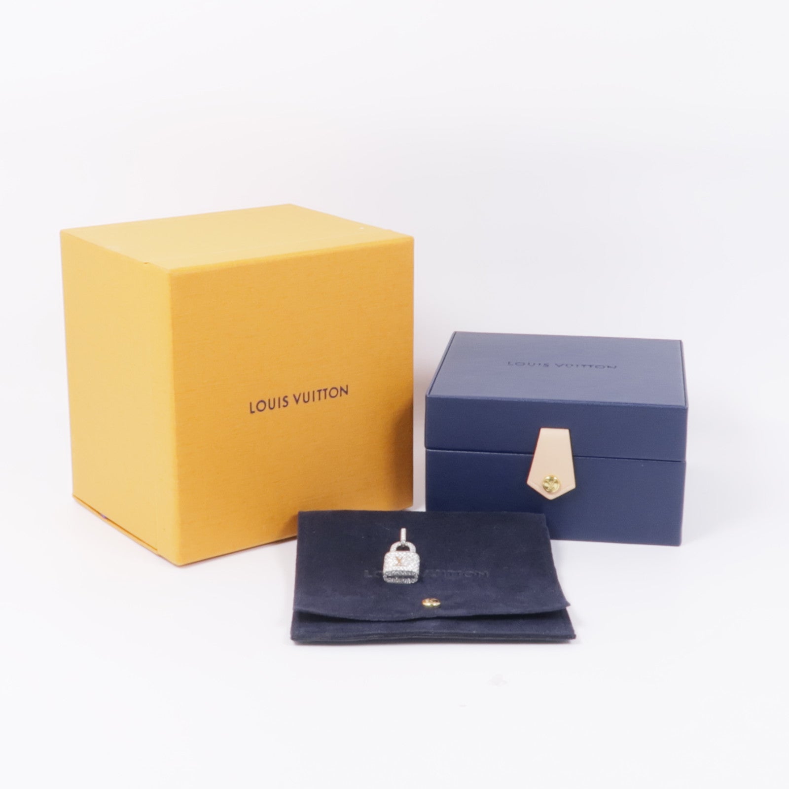 LOUIS VUITTON 18K白金Lock It Padlock Pendant鑽石吊墜