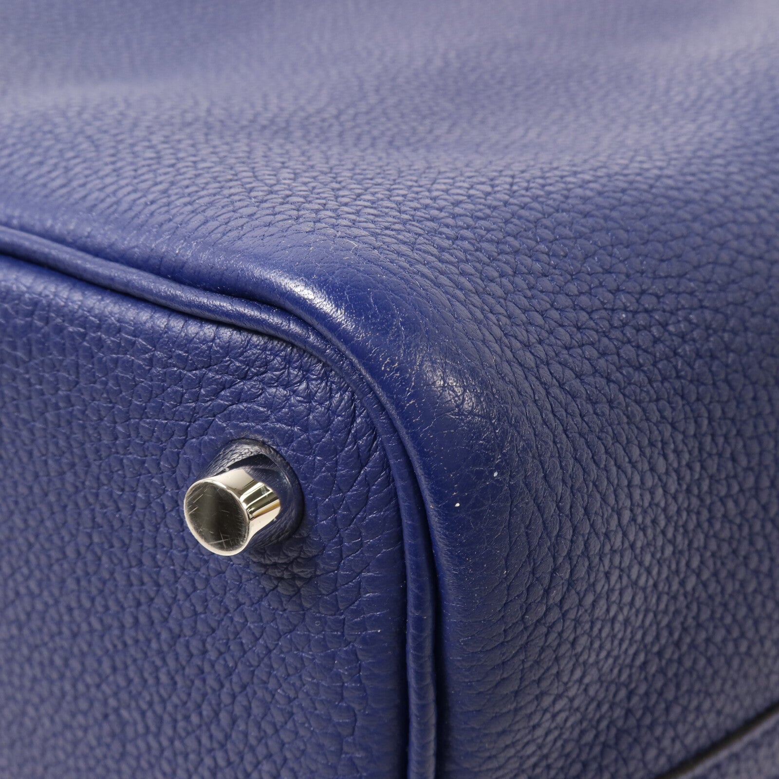 HERMES Clemence皮革Picotin PM手挽袋Bleu Saphir