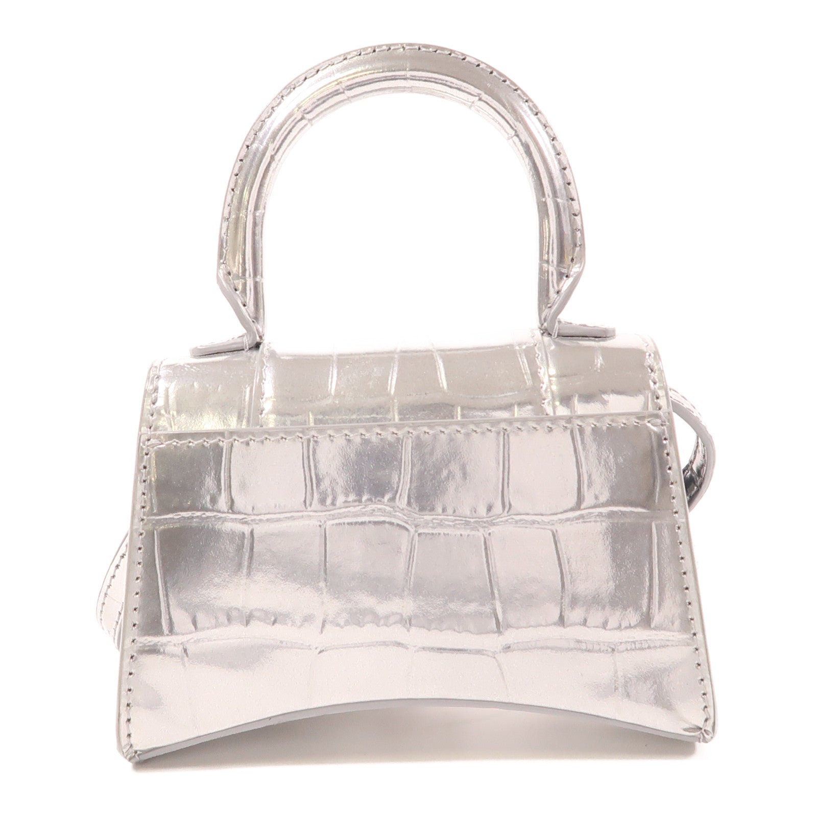 BALENCIAGA 牛皮皮革Mini Hourglass銀扣手挽肩背兩用袋