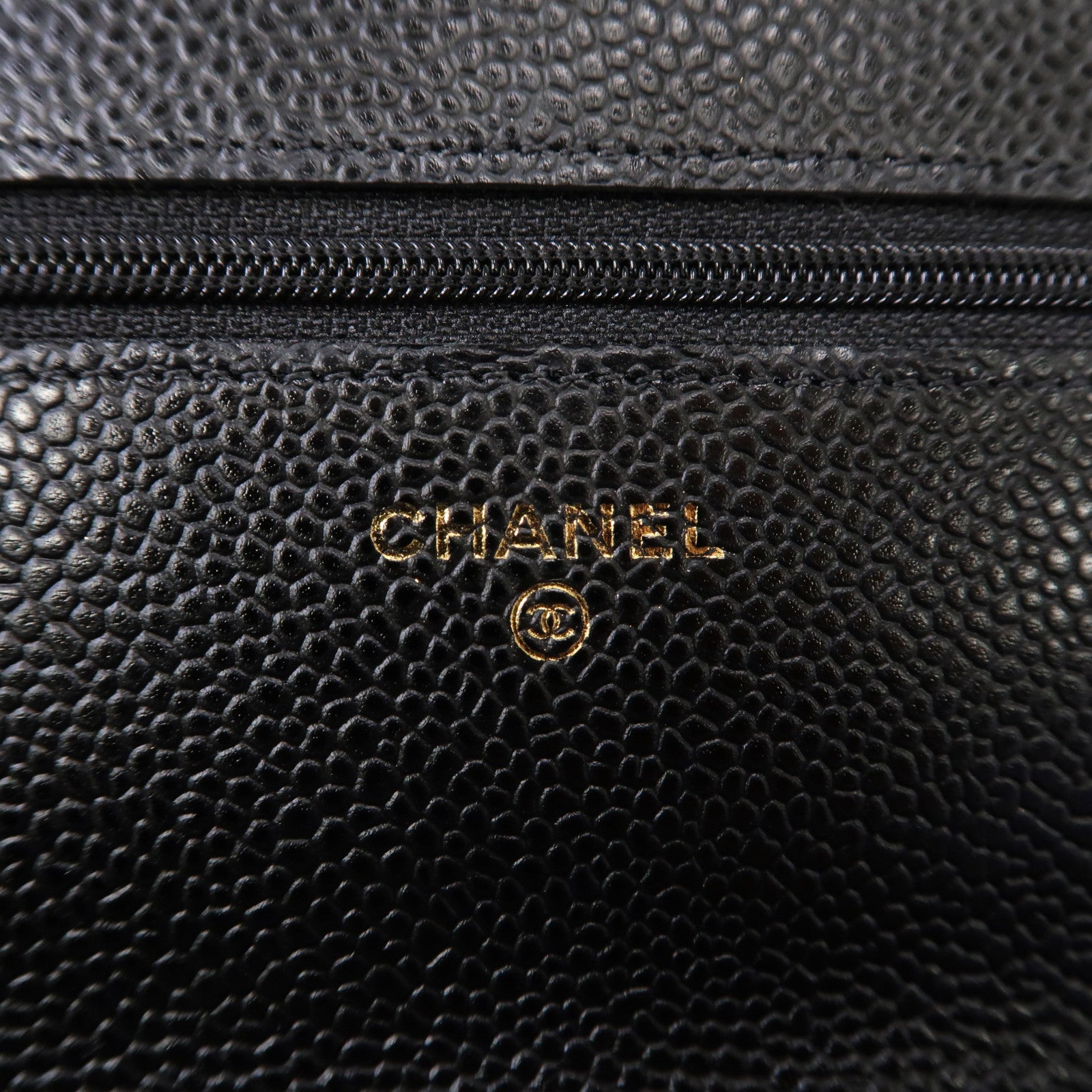 CHANEL 菱格Caviar皮革Wallet On Chain金扣鏈帶肩背袋黑色