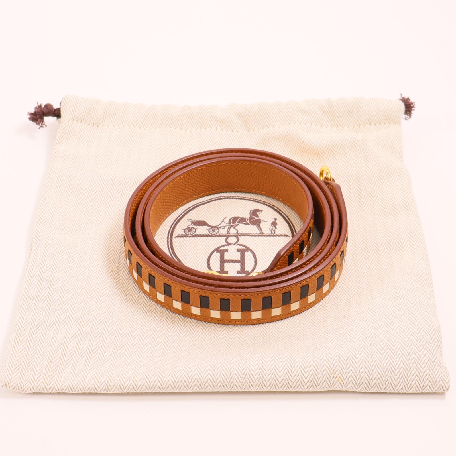 HERMES 皮革Shoulder Strap金扣肩帶