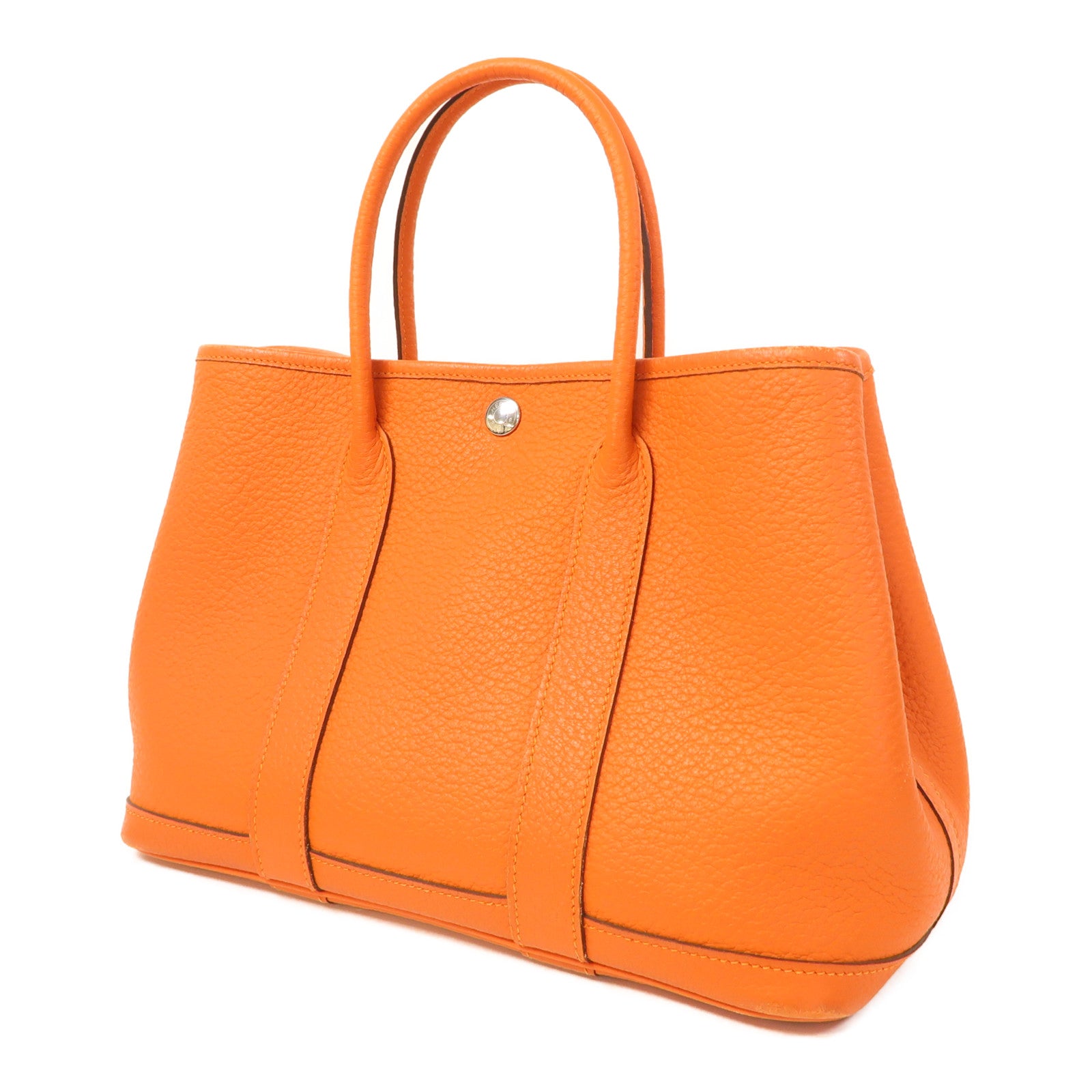HERMES 【激減優惠】Negonda皮革Garden Party TPM銀扣手挽袋橙色
