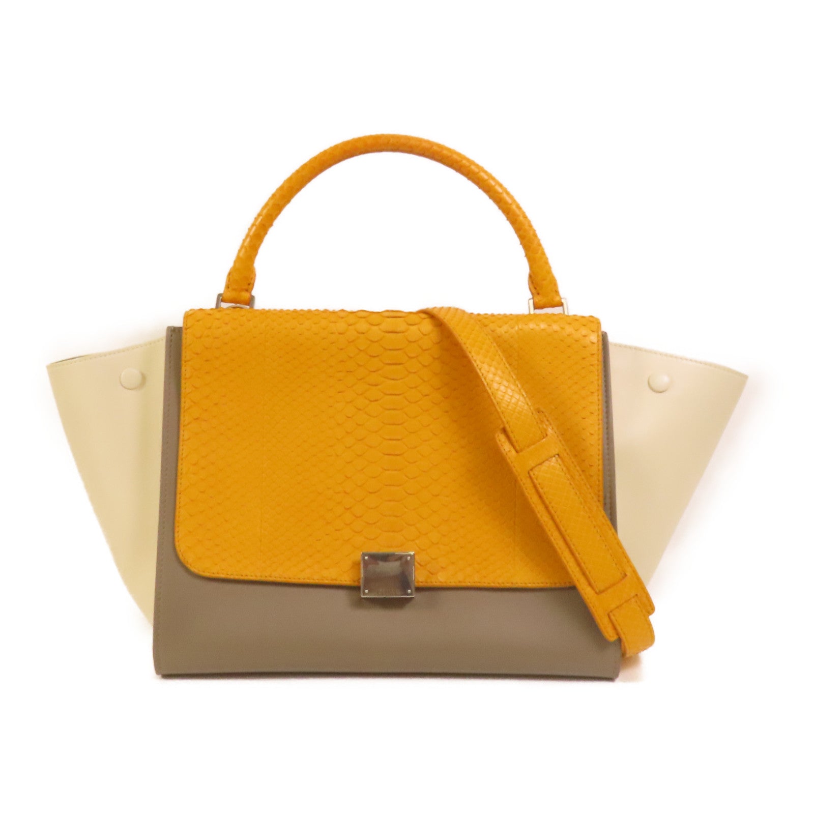 CELINE 牛皮皮革/蛇皮皮革Trapeze手挽肩背兩用袋
