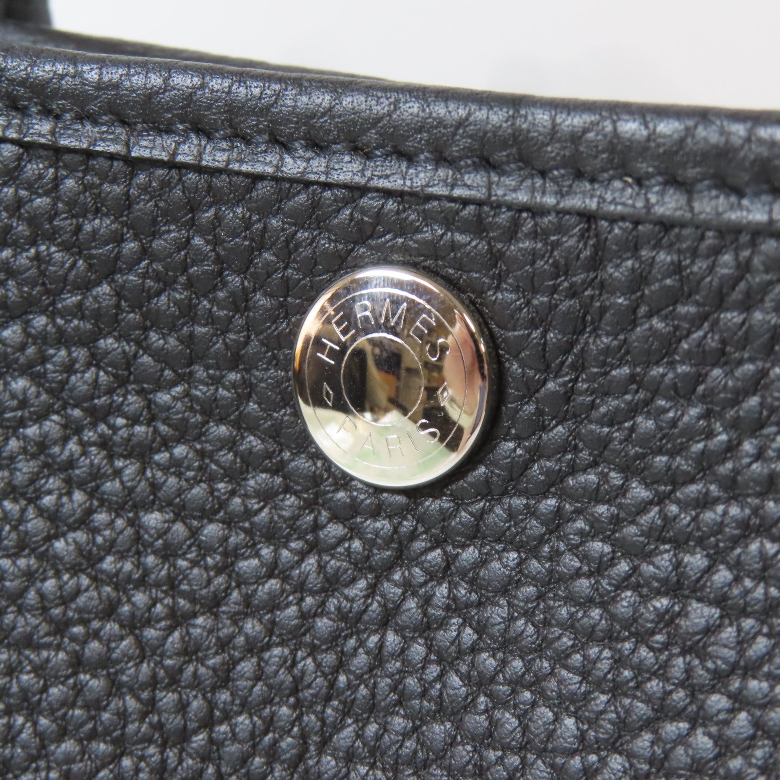 HERMES Negonda皮革Garden Party TPM銀扣手挽袋Noir黑色