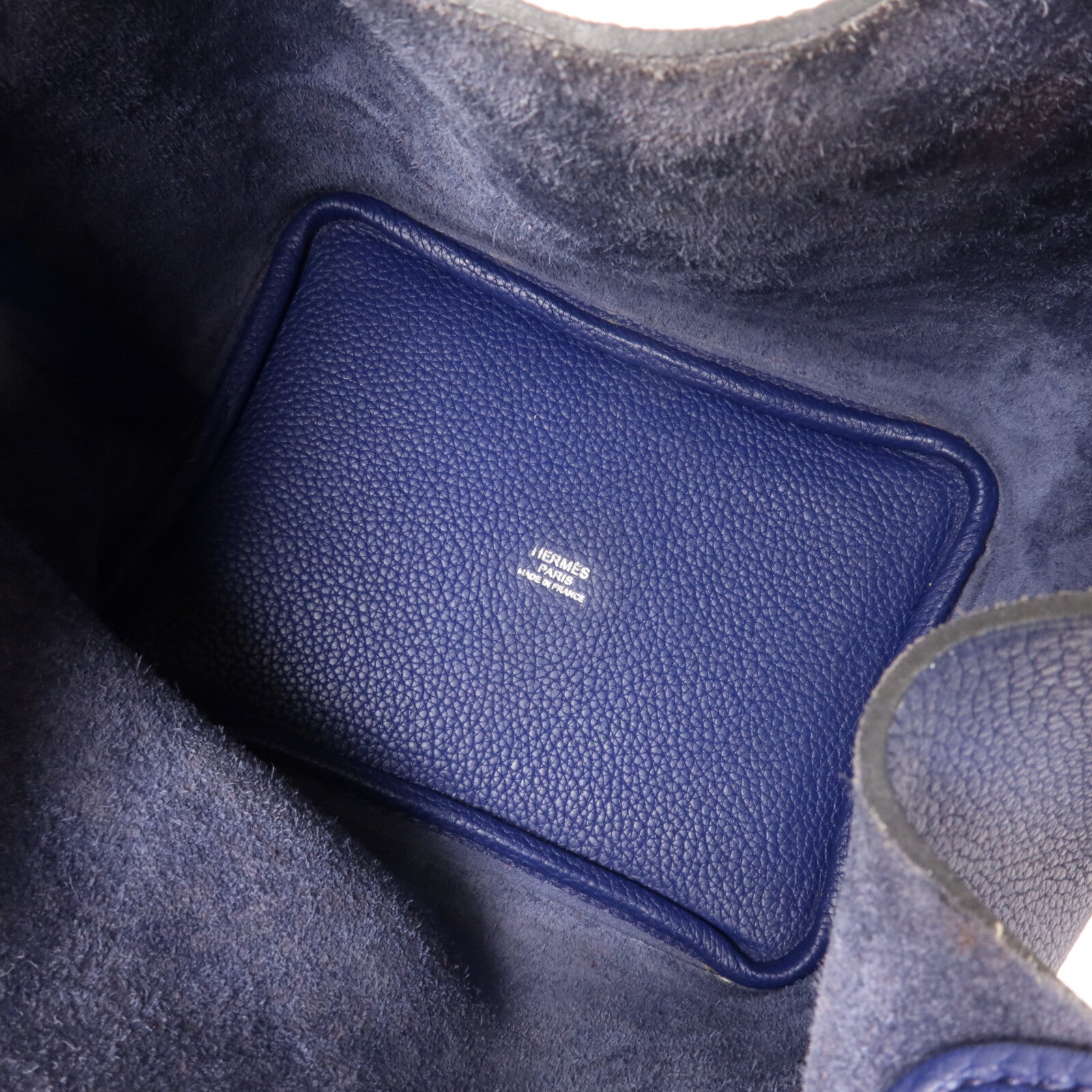 HERMES Clemence皮革Picotin PM手挽袋Bleu Saphir