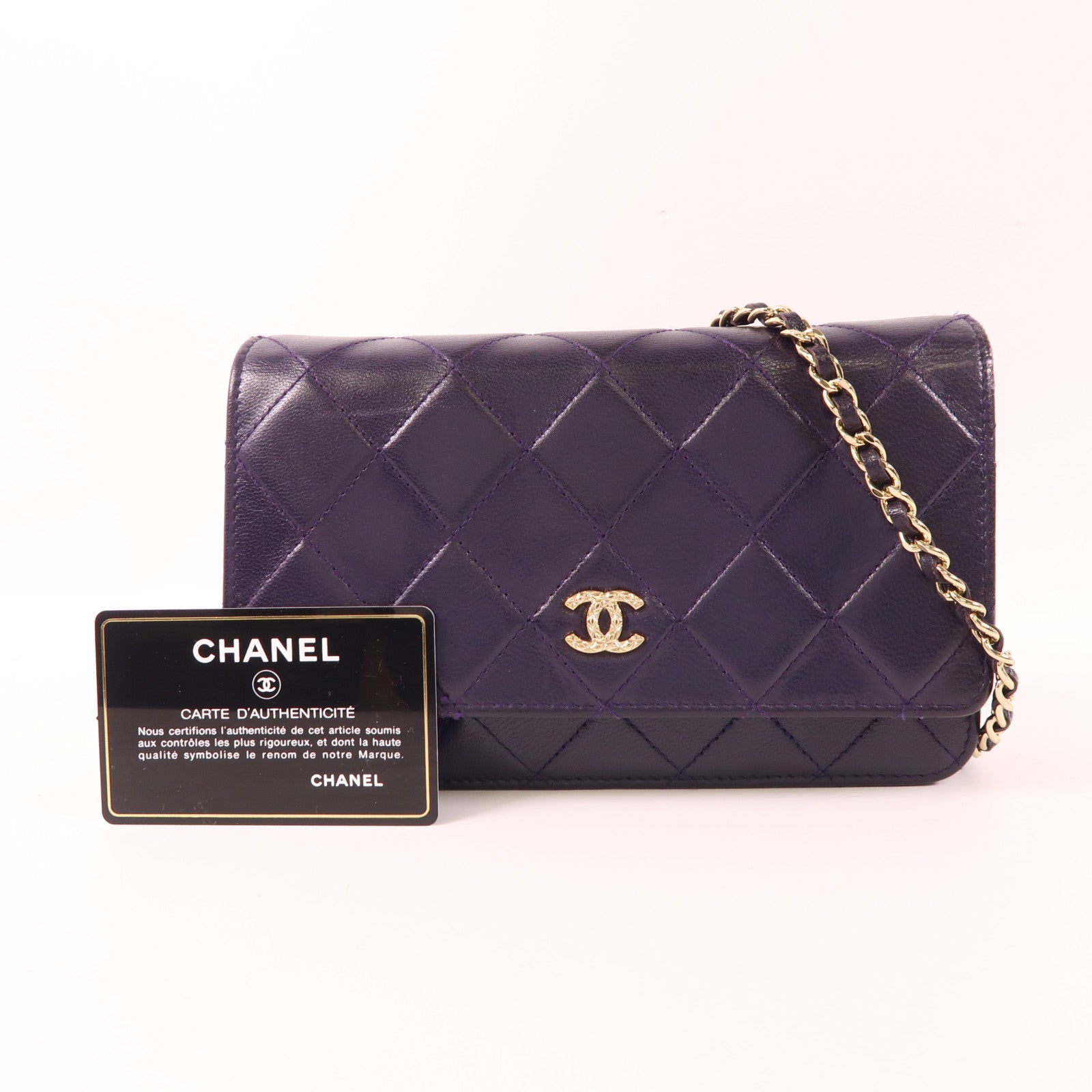 CHANEL 牛皮皮革WOC Wallet On Chain金扣鏈帶肩背袋