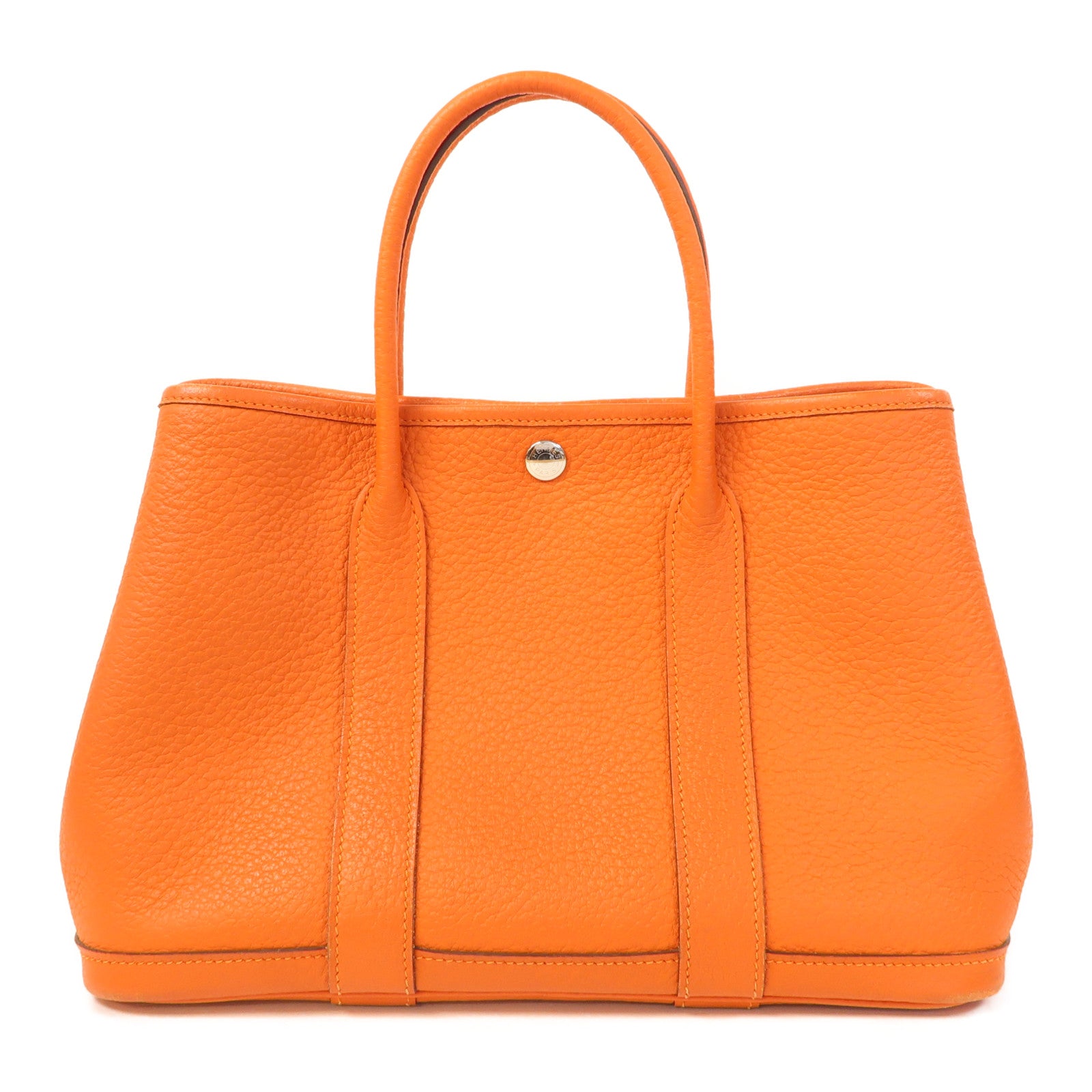 HERMES 【激減優惠】Negonda皮革Garden Party TPM銀扣手挽袋橙色