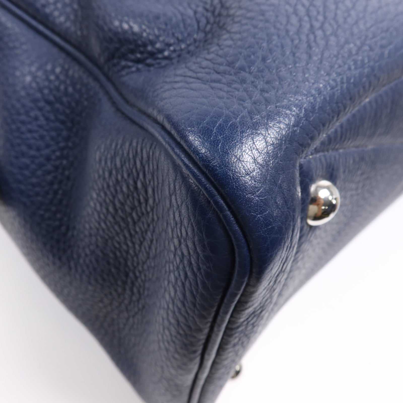HERMES Clemence皮革Victolia 35銀扣手挽袋Bleu Saphir