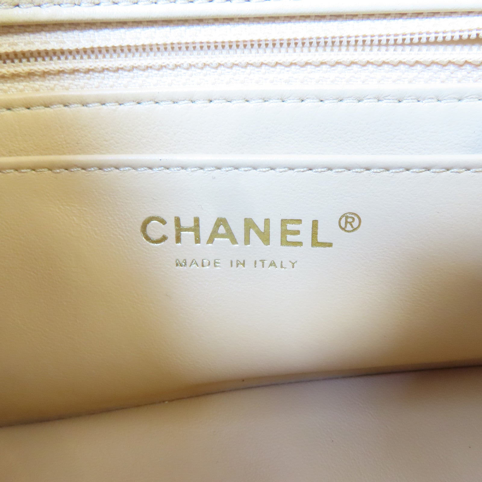 CHANEL 【激減優惠】菱格羊皮皮革Flap Bag金扣鏈帶肩背袋米色